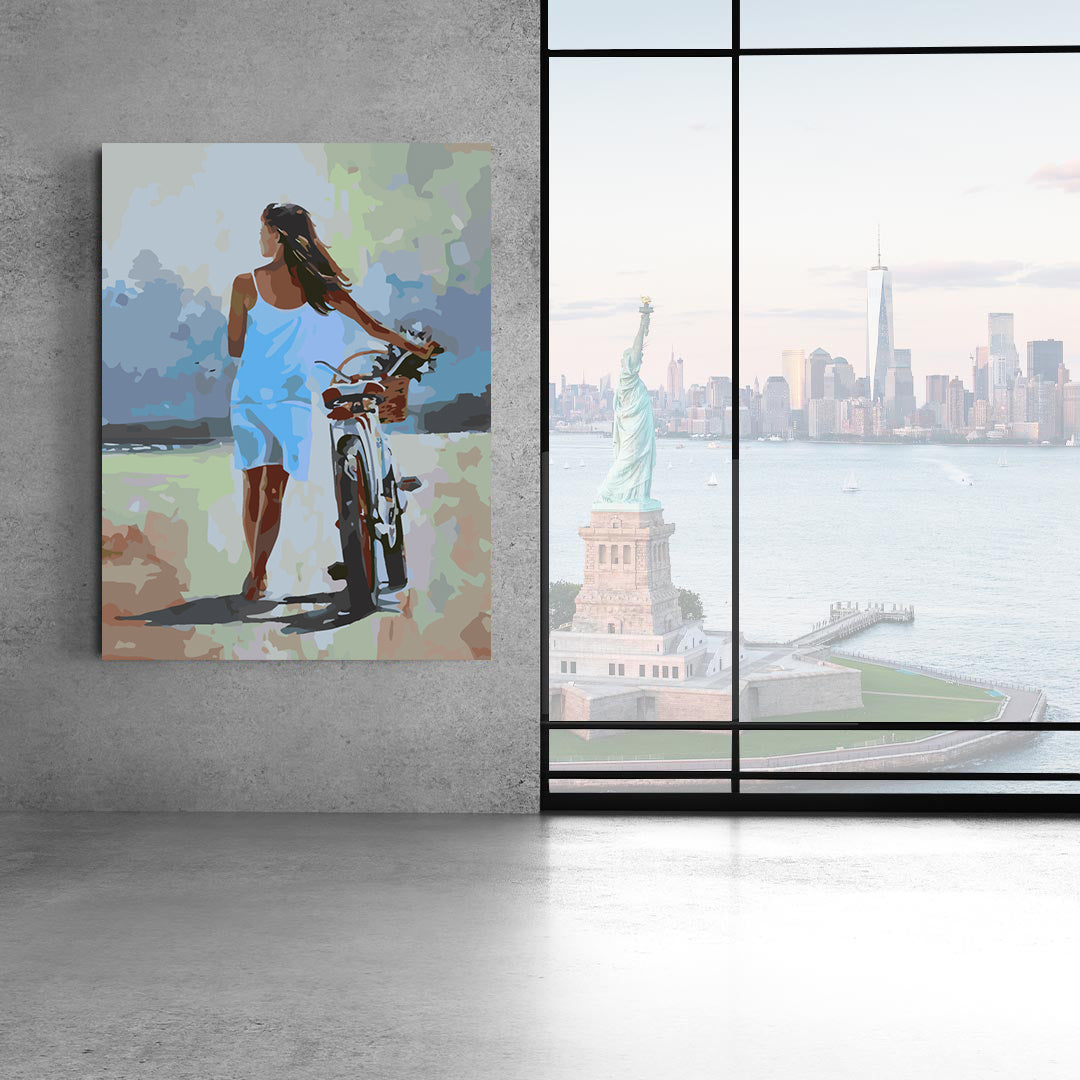 Peinture par numéros – Fille avec moto