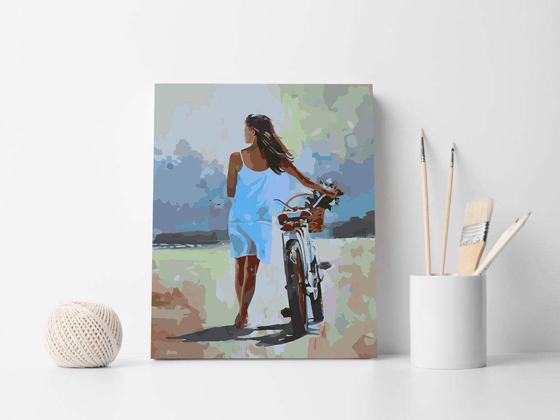 Peinture par numéros – Fille avec moto