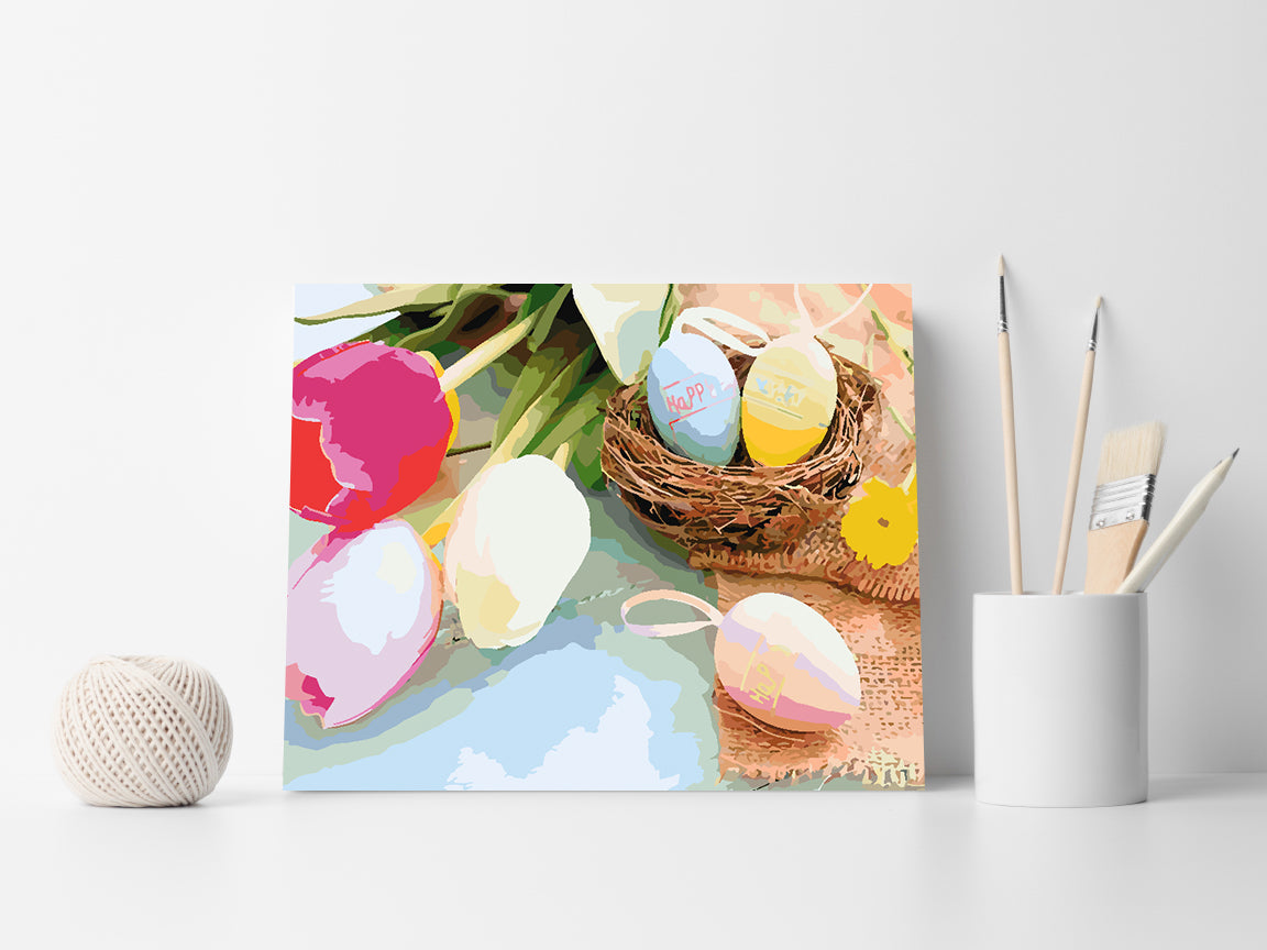 Malen nach Zahlen - Ostereier und Tulpen 4235