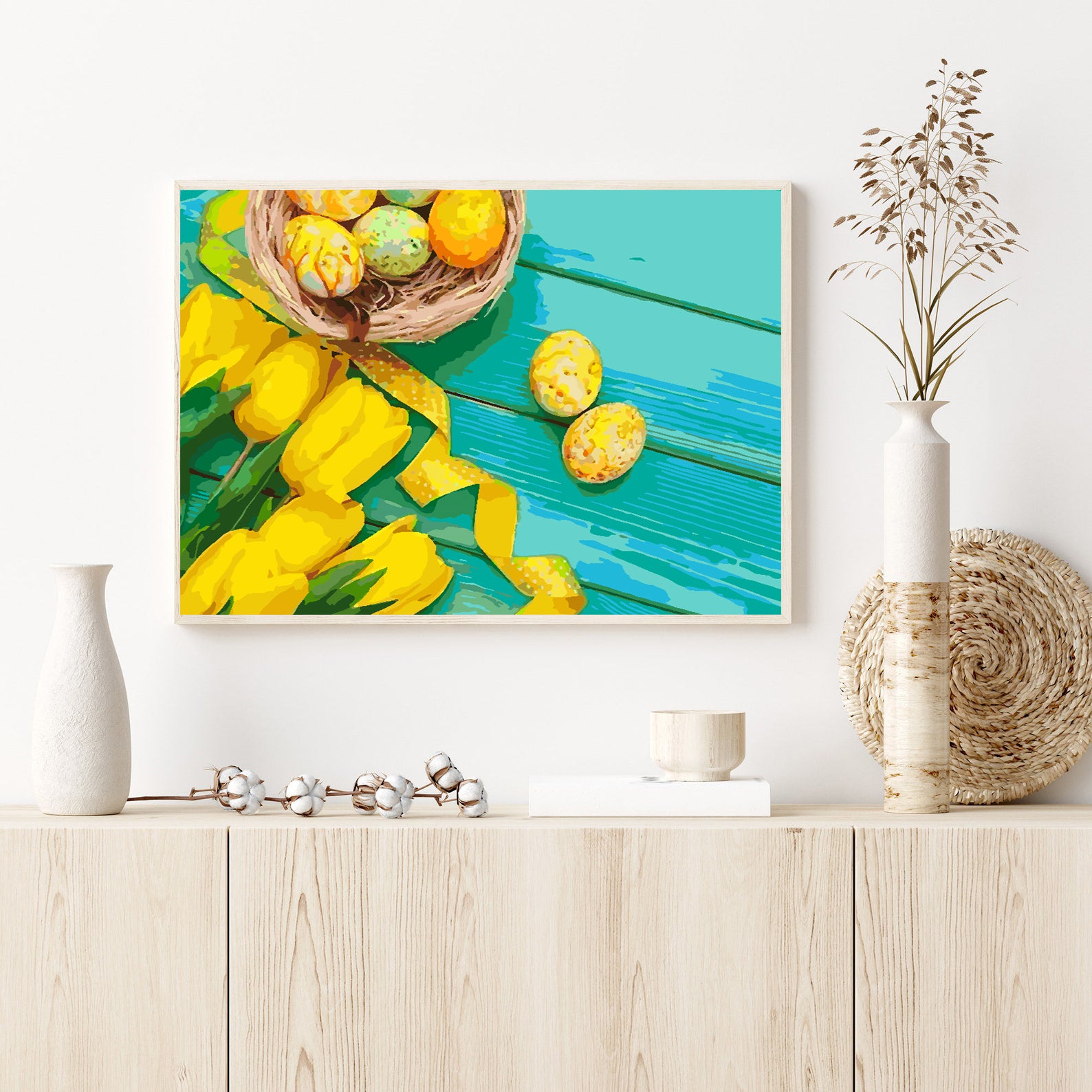 Malen nach Zahlen - Gelbe Tulpen und Ostereier 4238