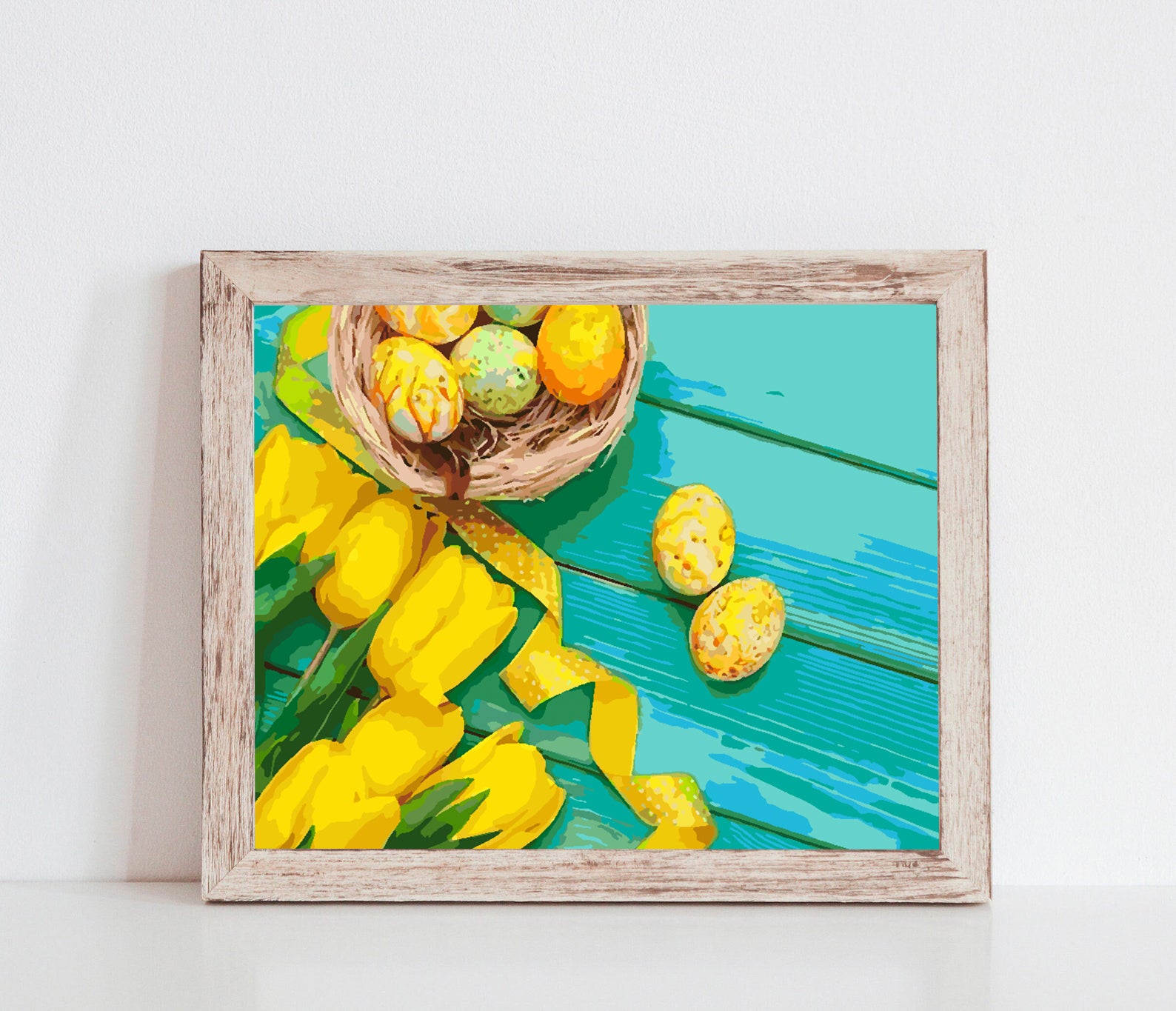 Malen nach Zahlen - Gelbe Tulpen und Ostereier 4238