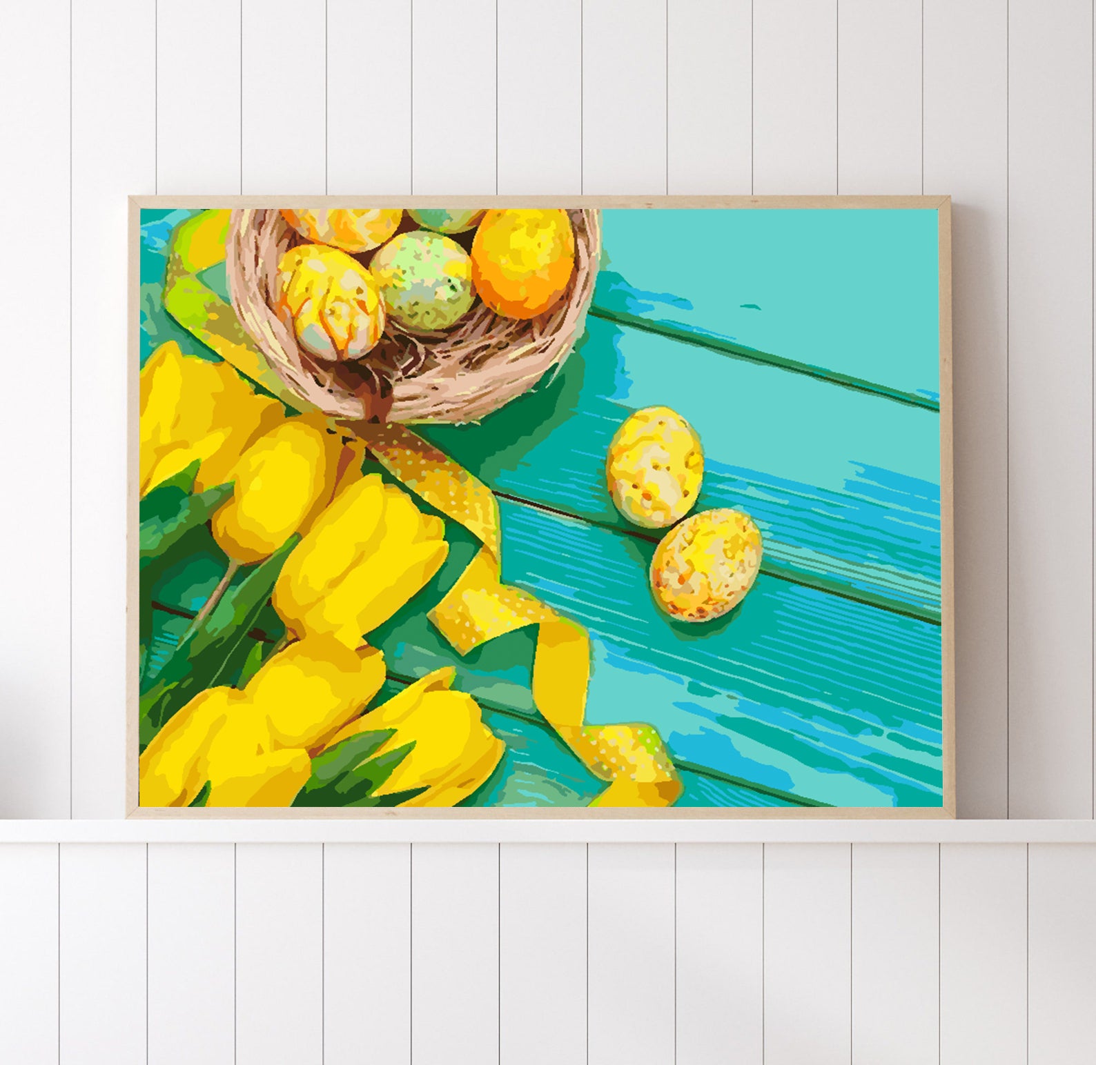 Malen nach Zahlen - Gelbe Tulpen und Ostereier 4238