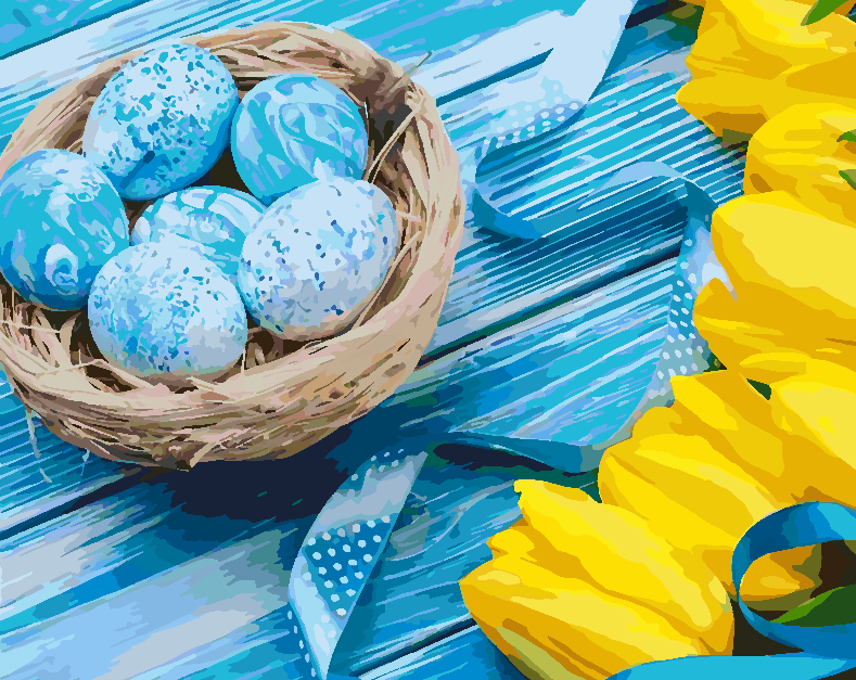 Malen nach Zahlen - Gelbe Tulpen und Ostereier 4239