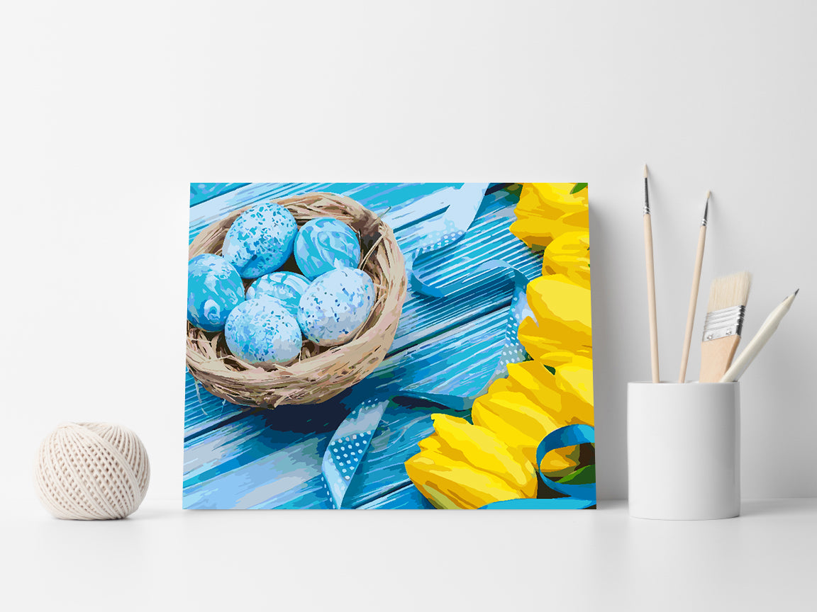 Malen nach Zahlen - Gelbe Tulpen und Ostereier 4239