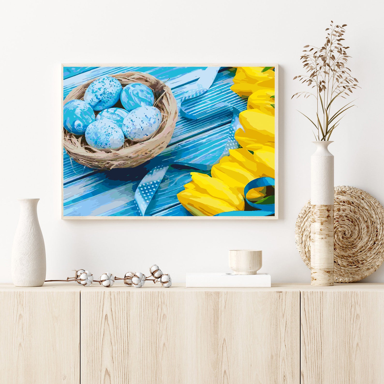 Pictura pe numere - Lalele Galbene și Ouă de Paște 4239