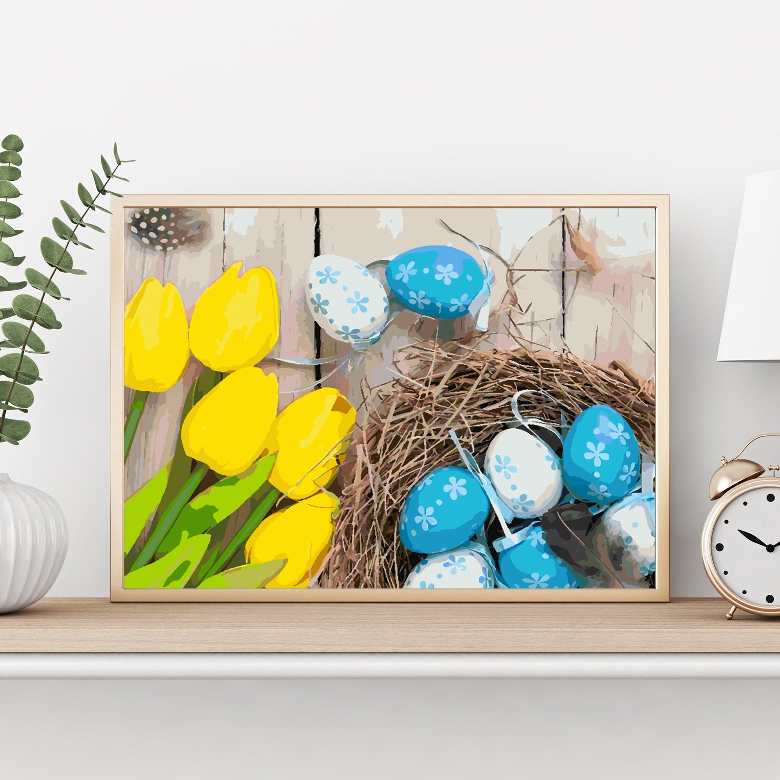 Pictura pe numere - Lalele Galbene și Ouă de Paște 4240