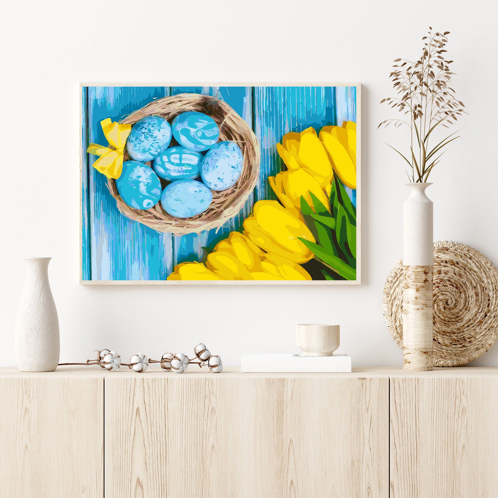 Malen nach Zahlen - Gelbe Tulpen und Ostereier 4241