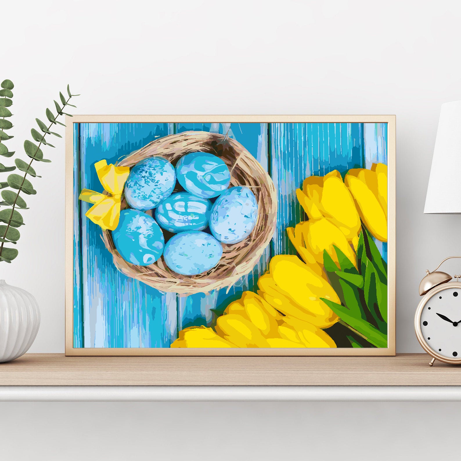 Malen nach Zahlen - Gelbe Tulpen und Ostereier 4241