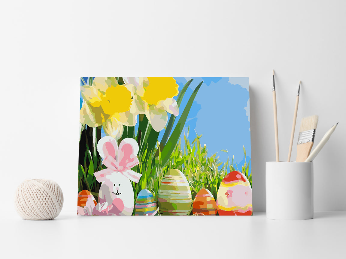 Malen nach Zahlen - Hase mit Ostereiern 4253