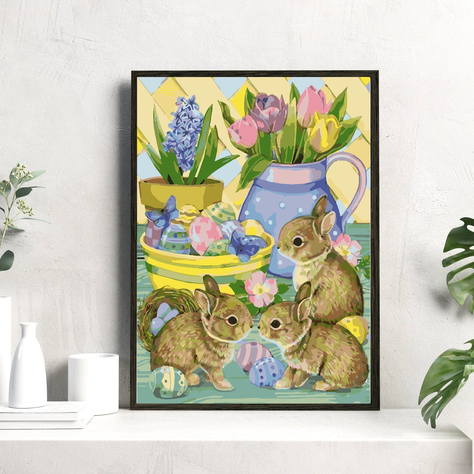 Malen nach Zahlen - Häschen mit Blumen 4264