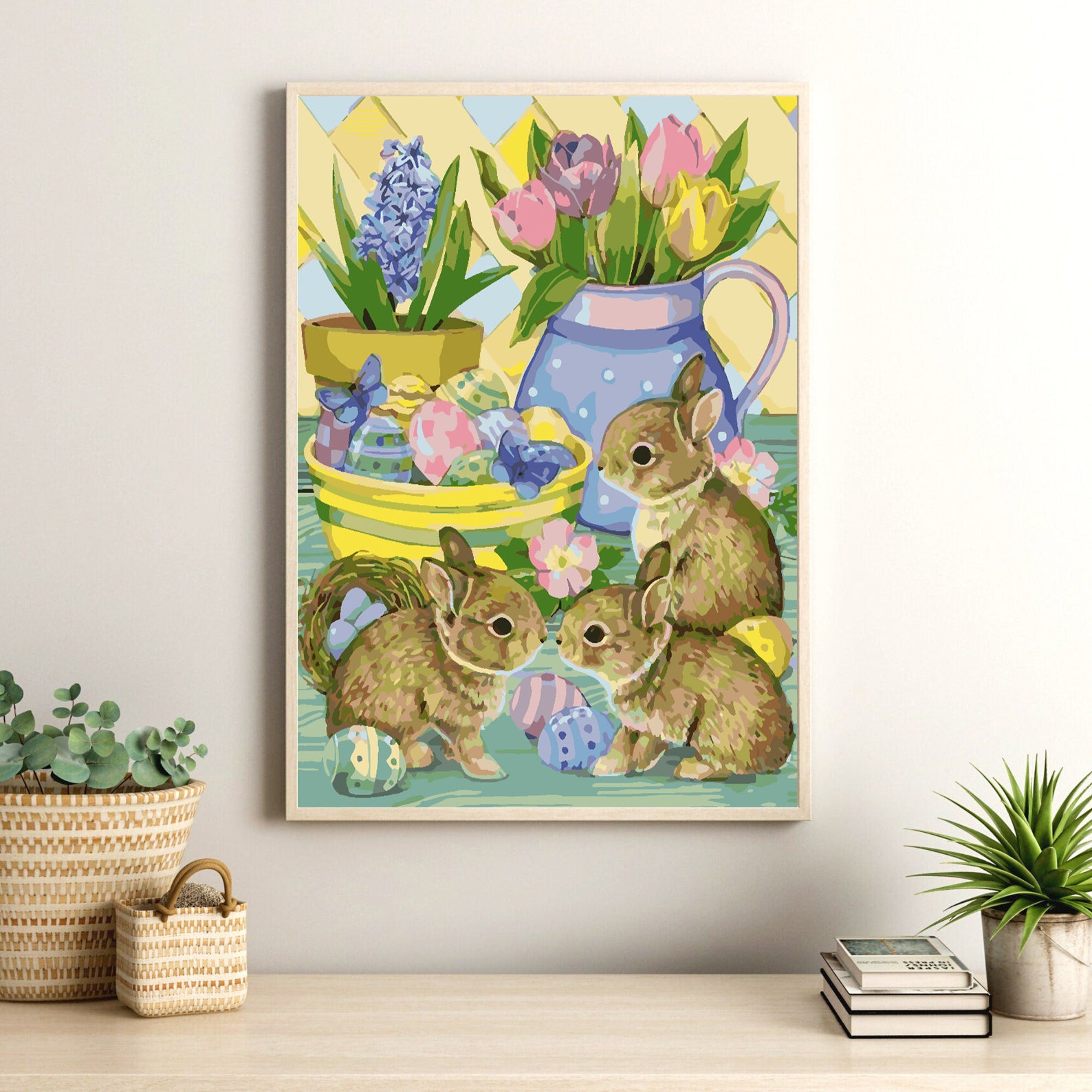 Malen nach Zahlen - Häschen mit Blumen 4264