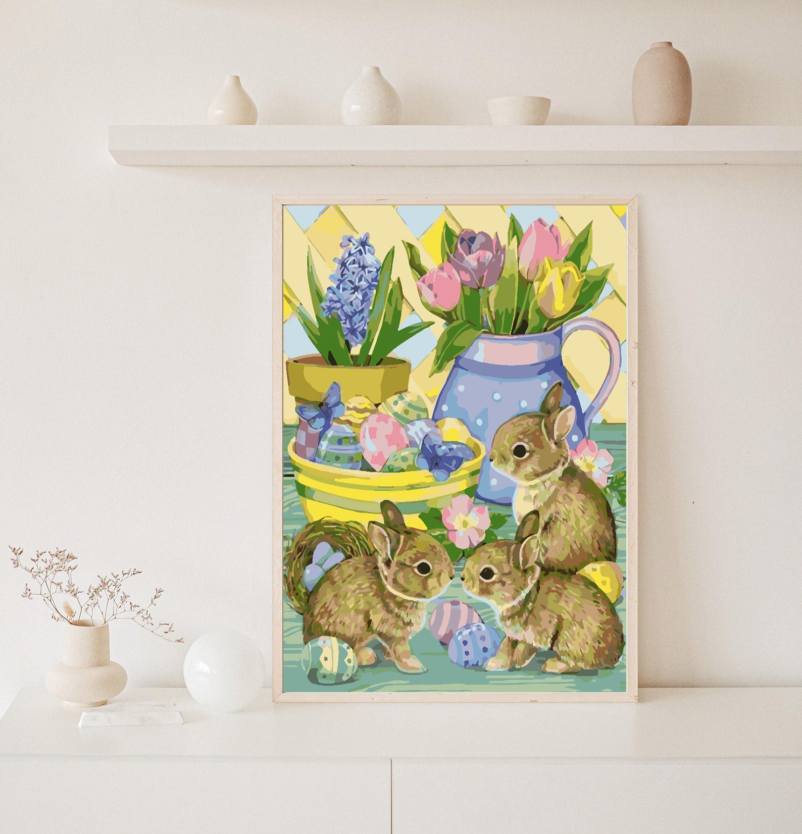 Malen nach Zahlen - Häschen mit Blumen 4264