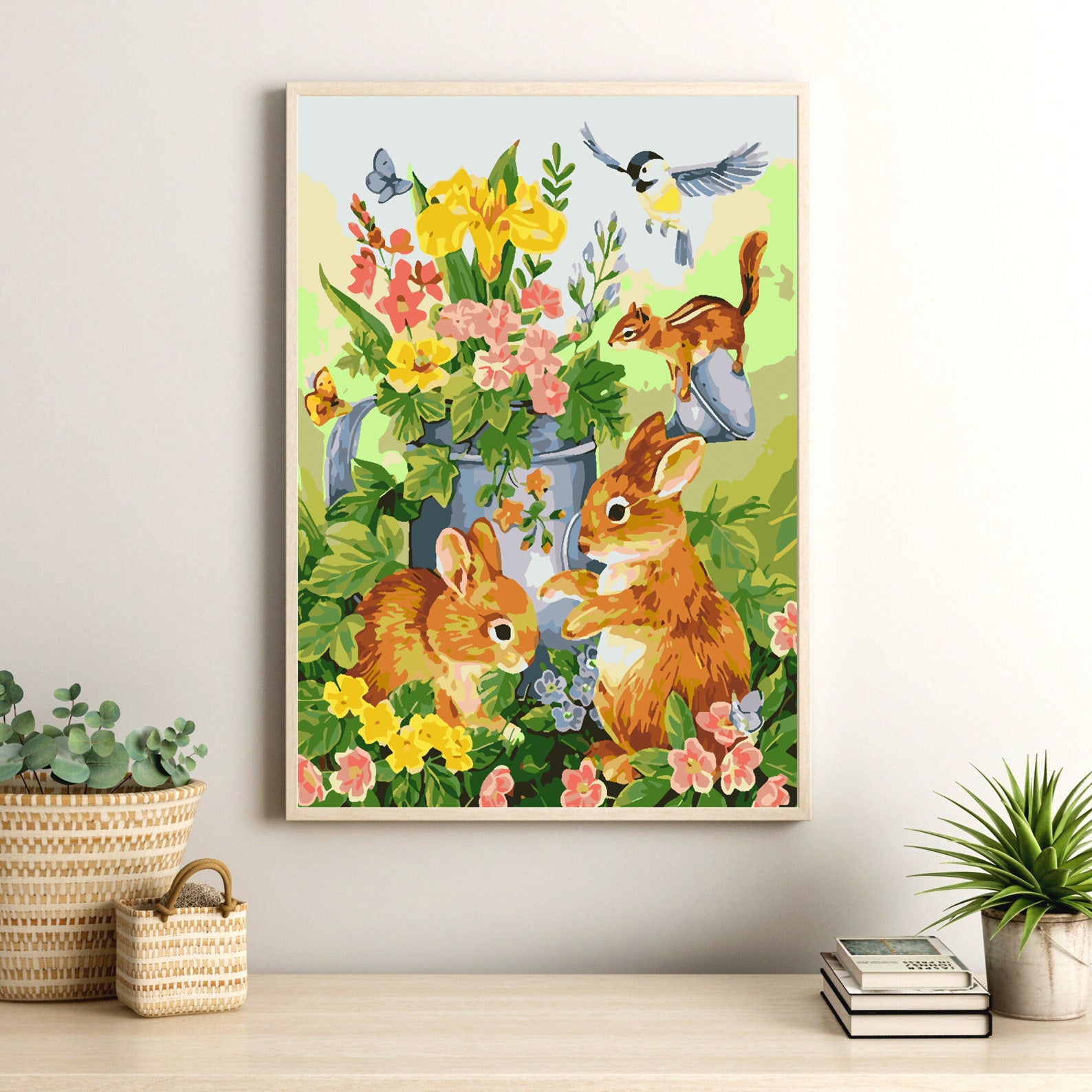 Malen nach Zahlen - Häschen mit Blumen 4266