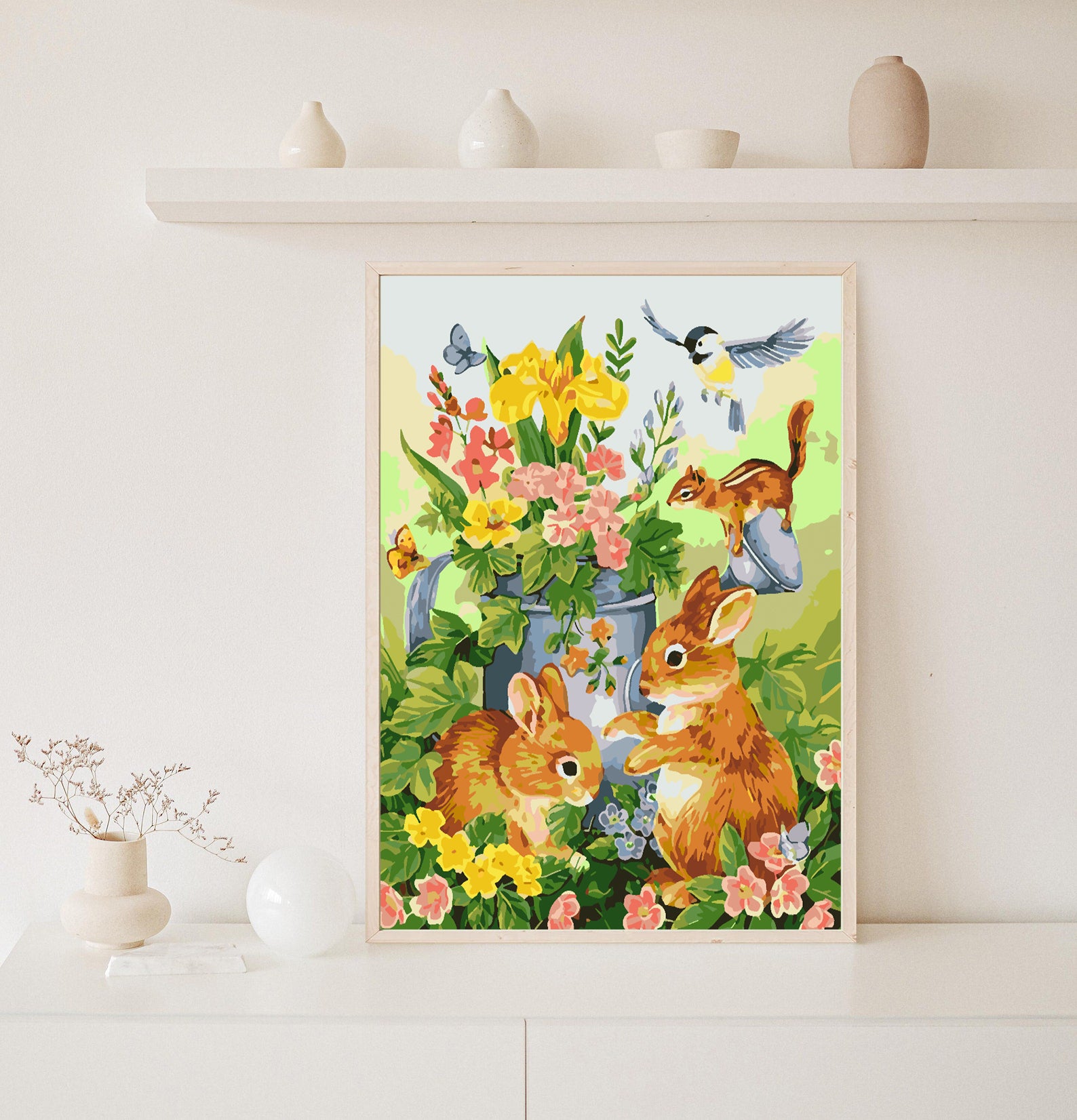 Malen nach Zahlen - Häschen mit Blumen 4266