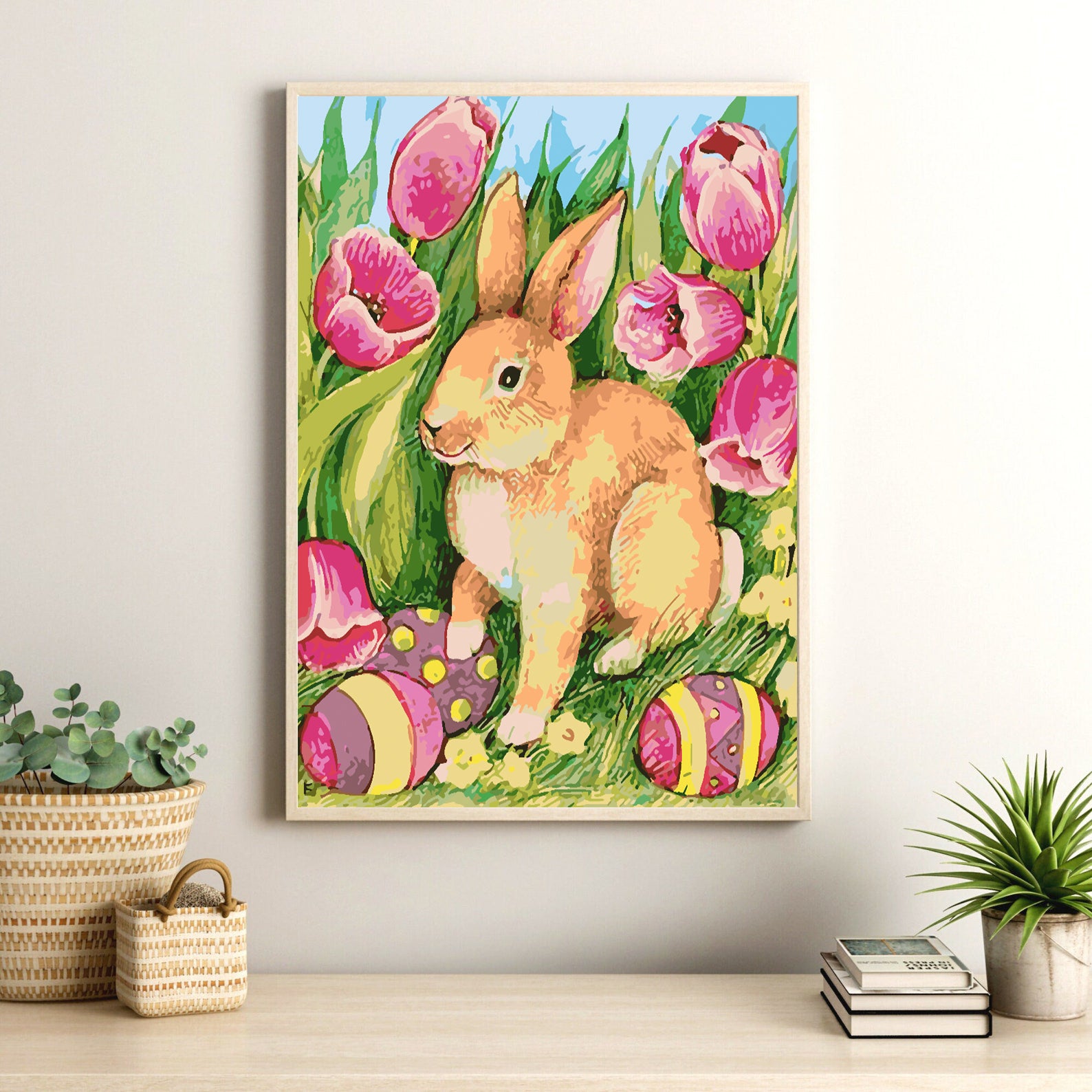 Pictura pe numere - Iepuraș cu Ouă de Paște 4268