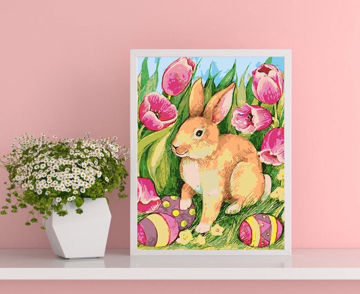 Pictura pe numere - Iepuraș cu Ouă de Paște 4268