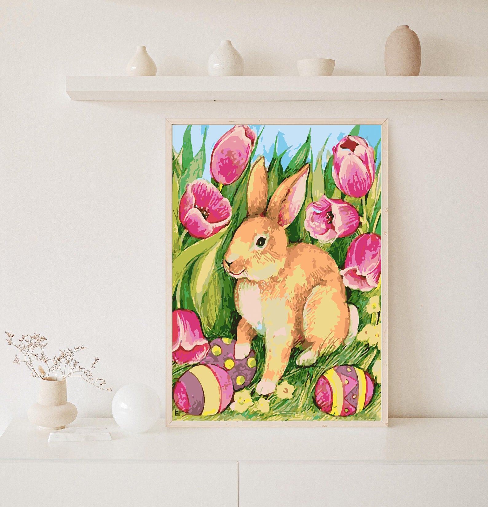 Malen nach Zahlen - Hase mit Ostereiern 4268