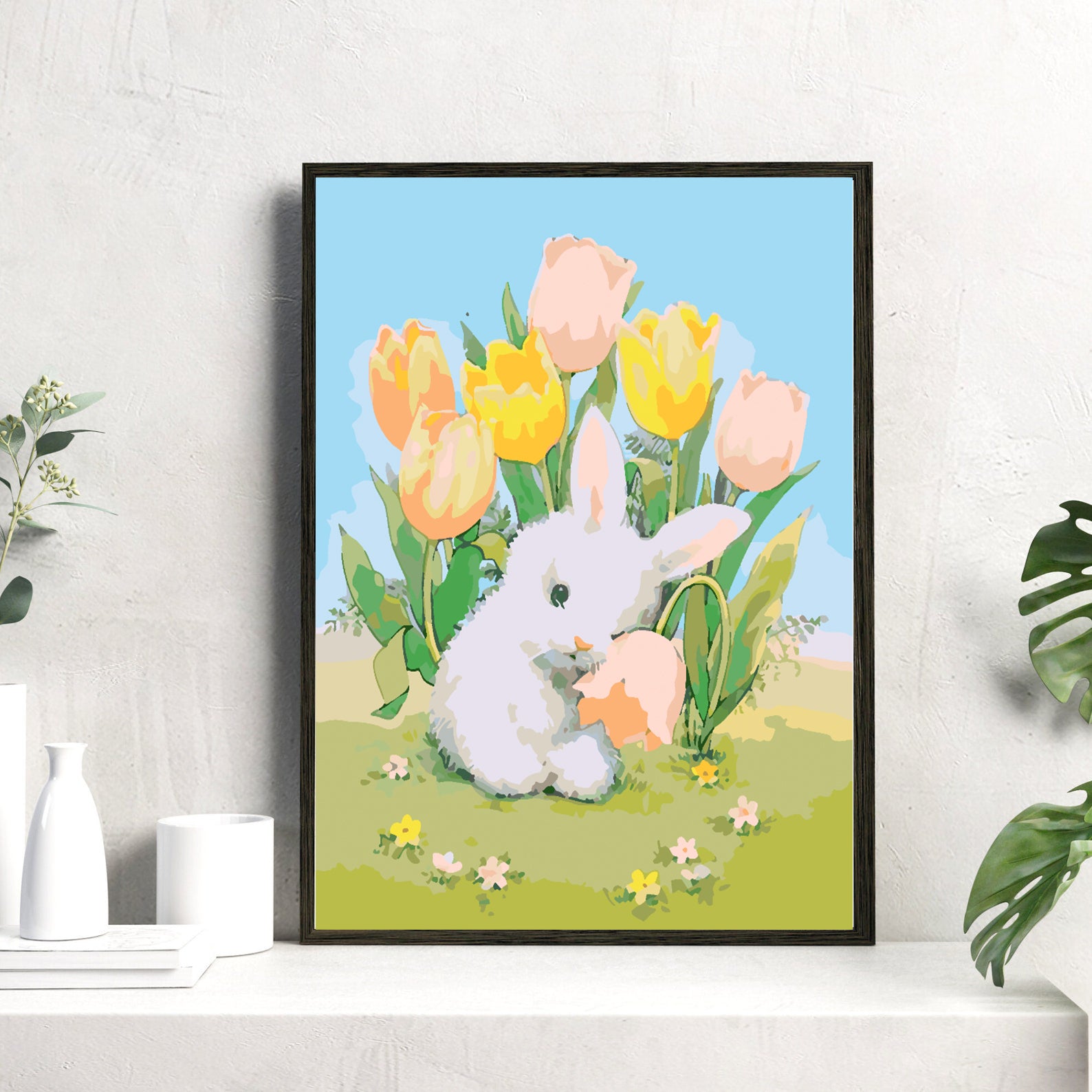 Peinture par numéros - Lapin avec fleurs 4270