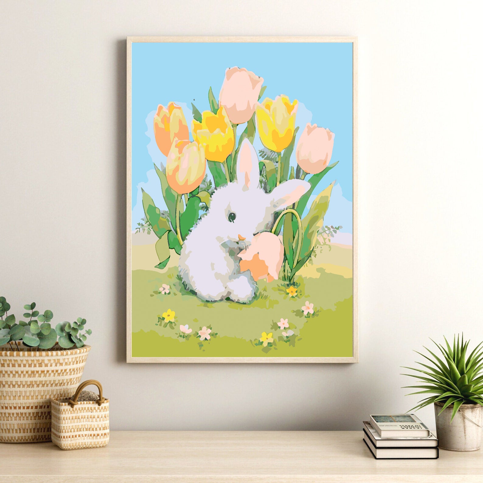 Peinture par numéros - Lapin avec fleurs 4270