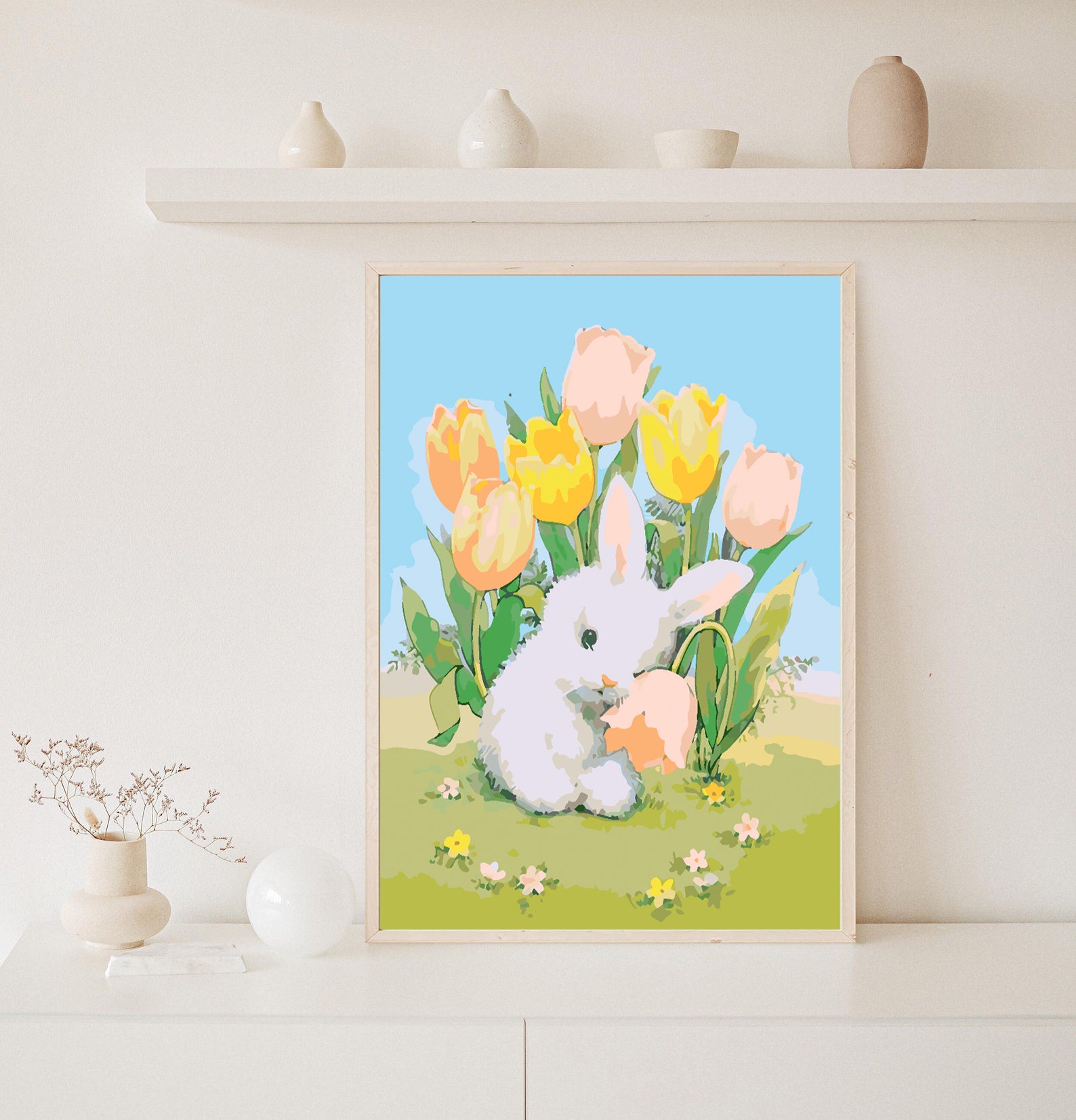 Peinture par numéros - Lapin avec fleurs 4270
