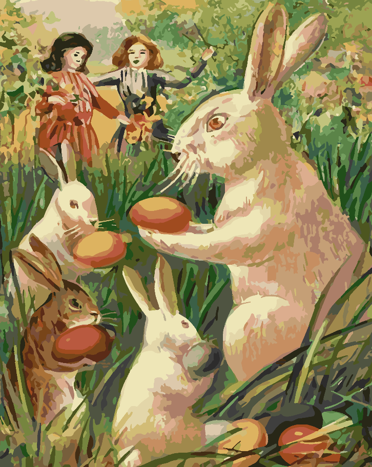 Malen nach Zahlen - Hase mit Ostereiern 4272