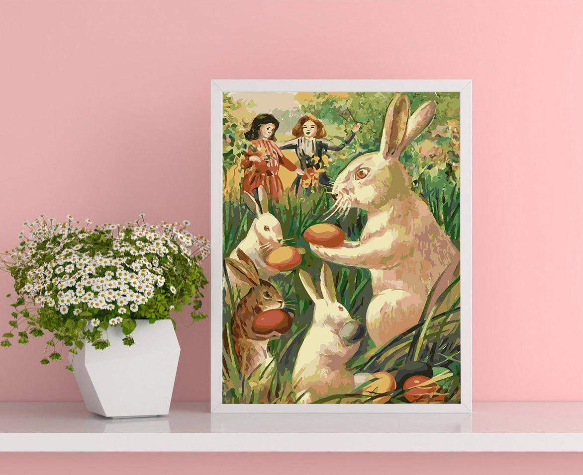 Malen nach Zahlen - Hase mit Ostereiern 4272