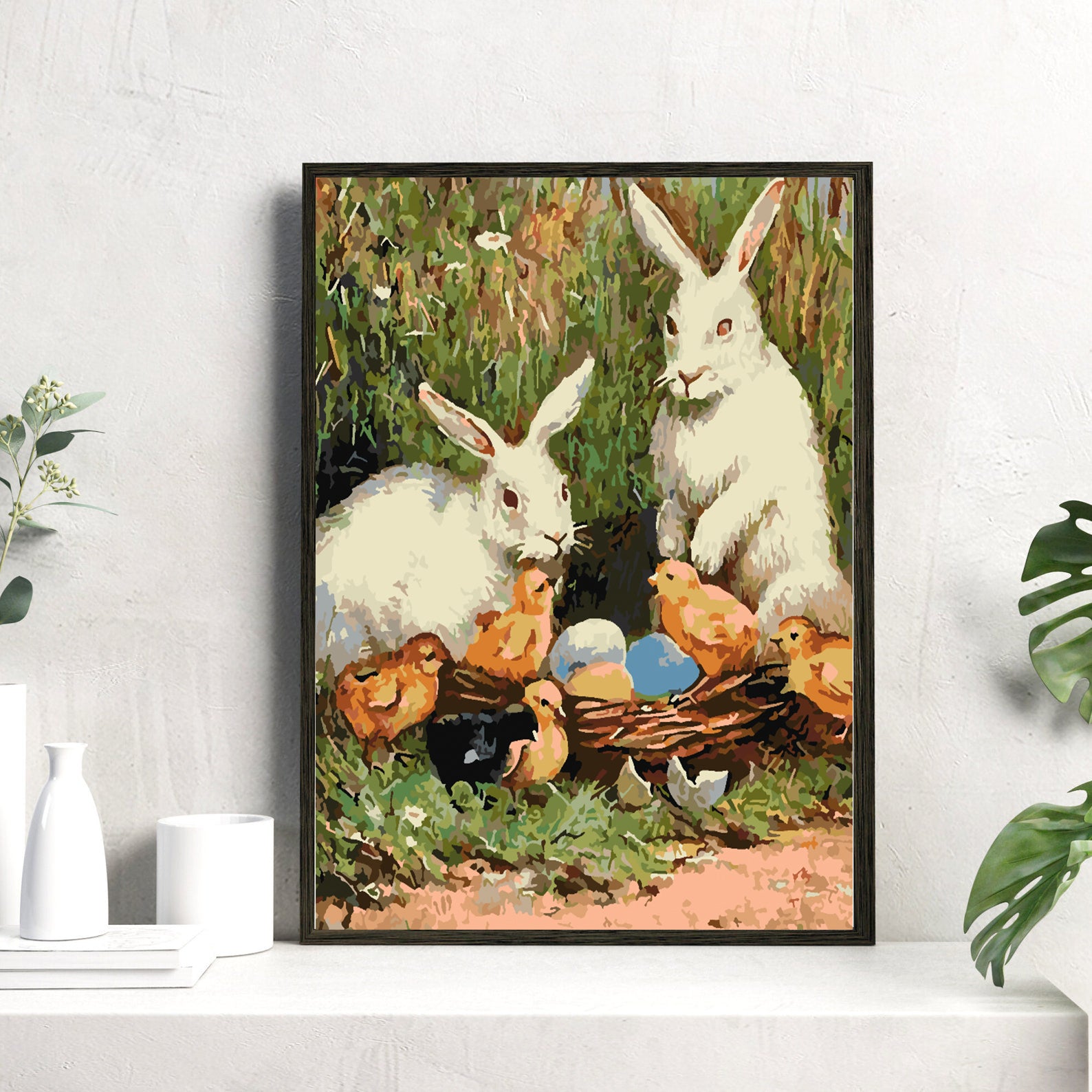 Malen nach Zahlen - Häschen mit Küken 4273