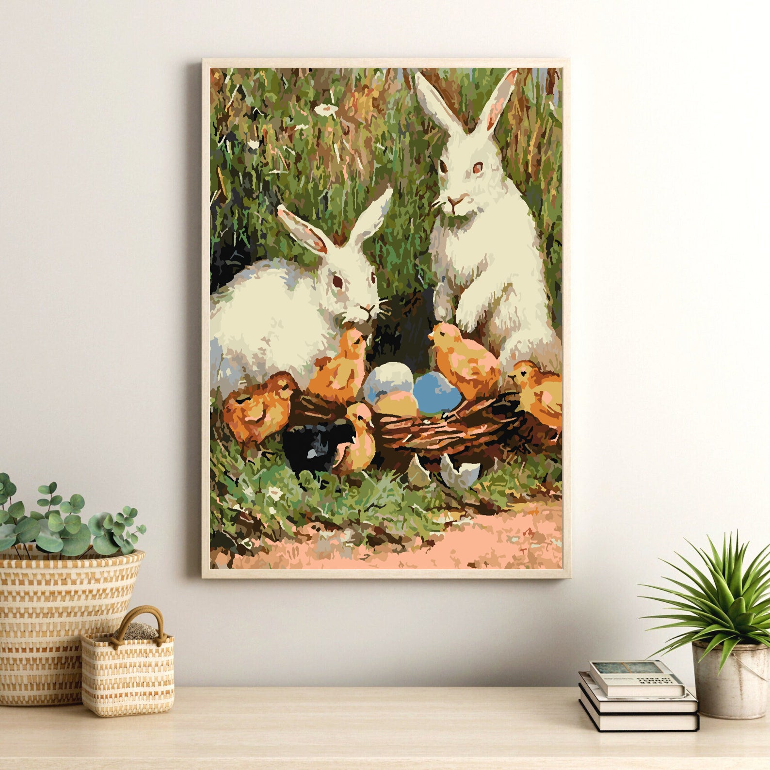 Malen nach Zahlen - Häschen mit Küken 4273