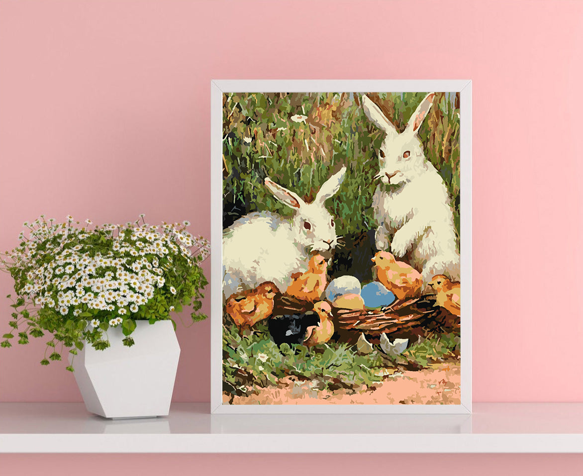 Malen nach Zahlen - Häschen mit Küken 4273