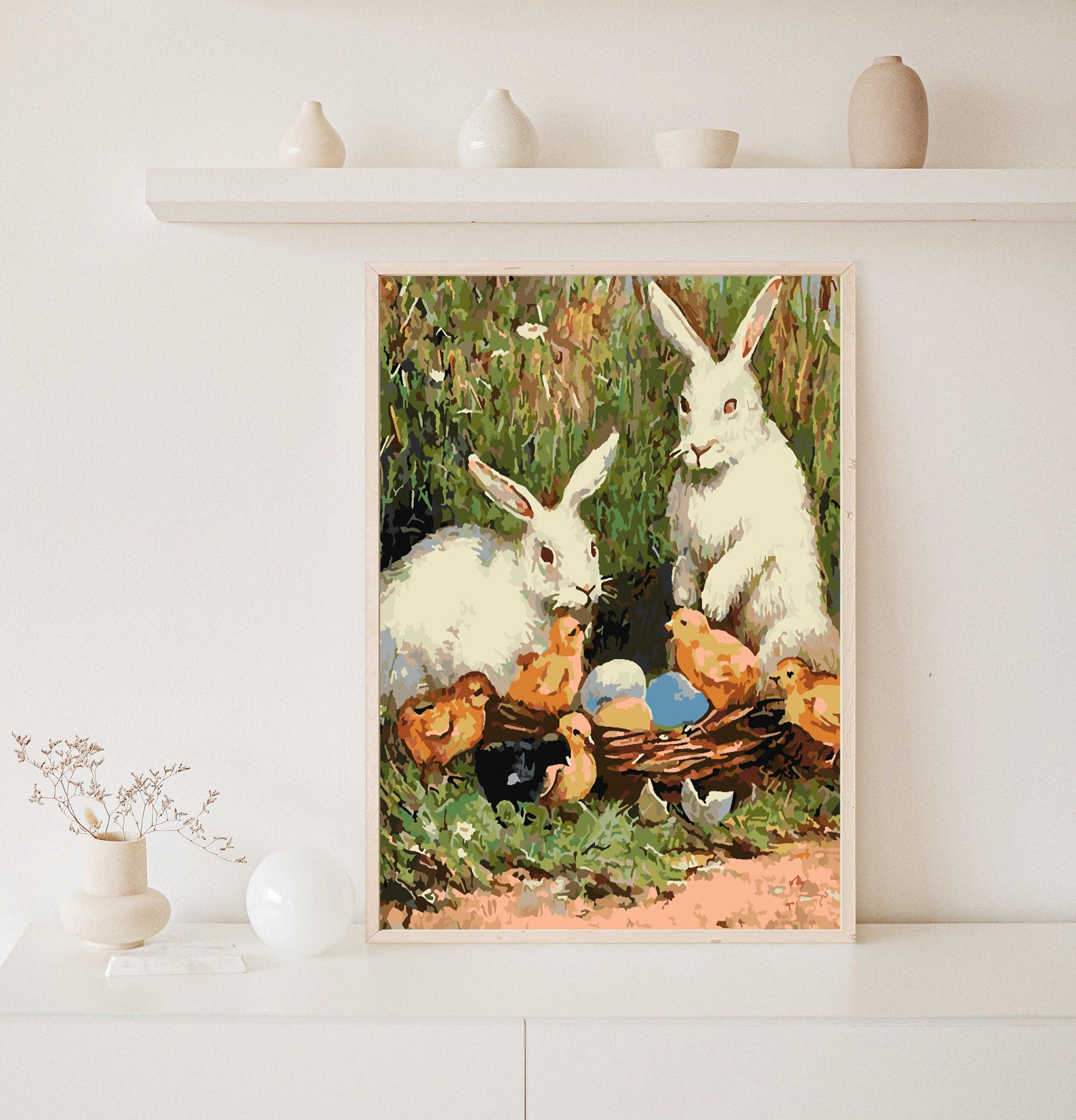 Malen nach Zahlen - Häschen mit Küken 4273