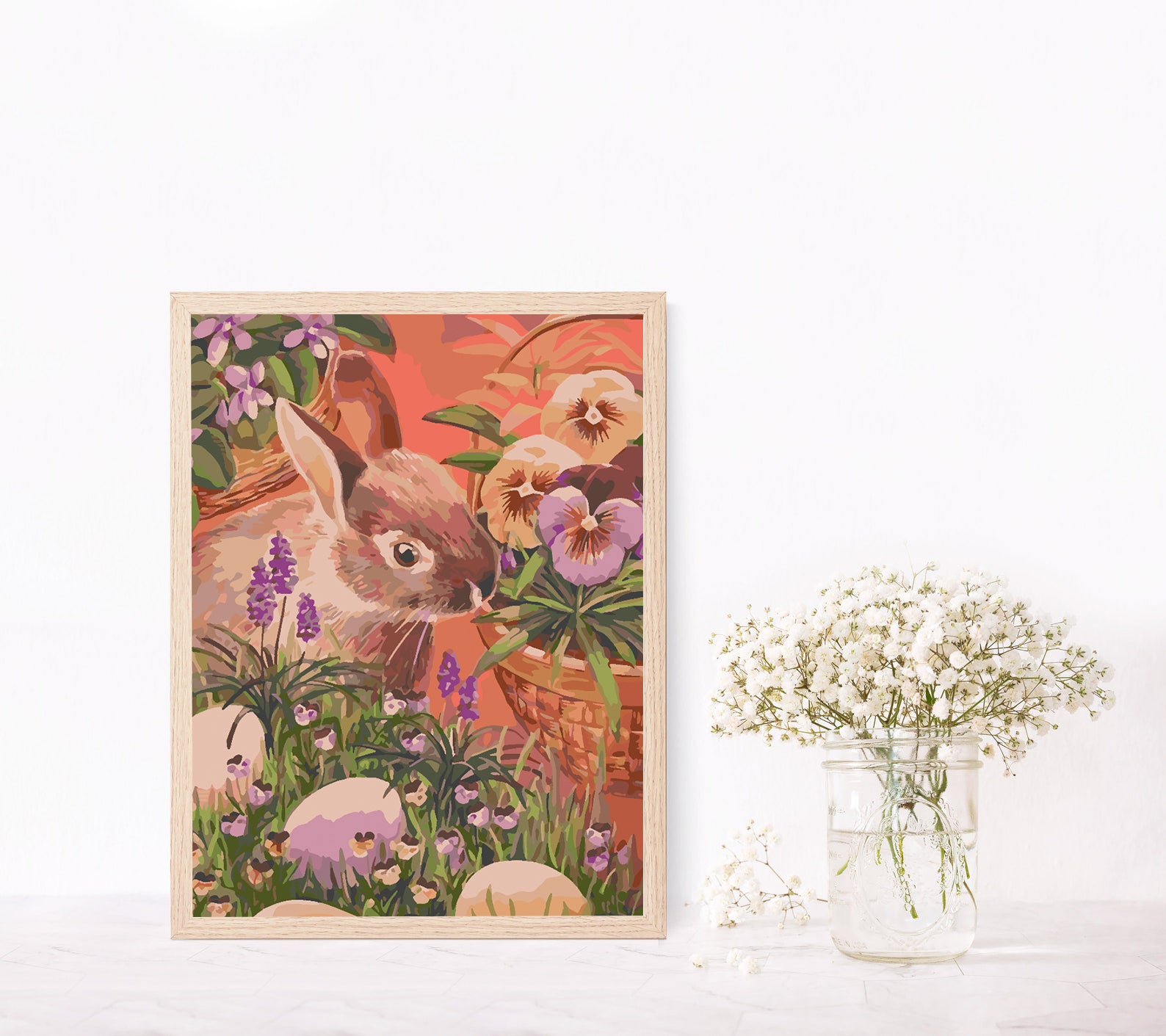 Malen nach Zahlen - Hase mit Blumen 4275