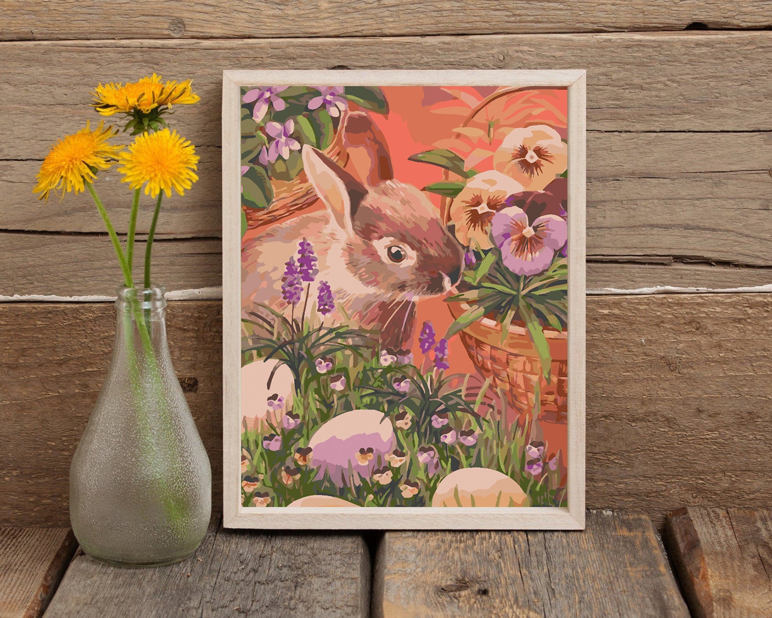 Malen nach Zahlen - Hase mit Blumen 4275