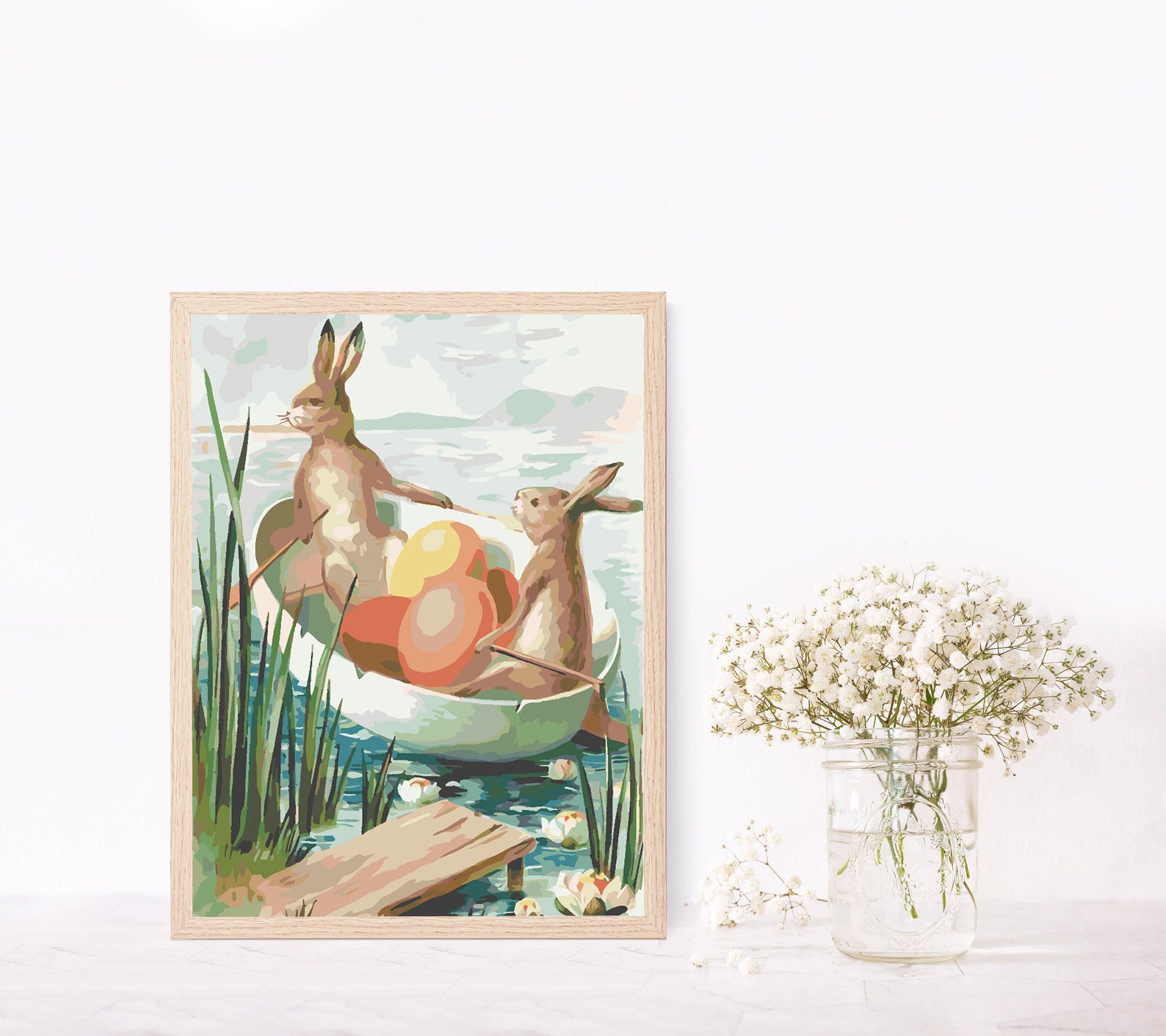 Malen nach Zahlen - Hase auf einem Boot 4277