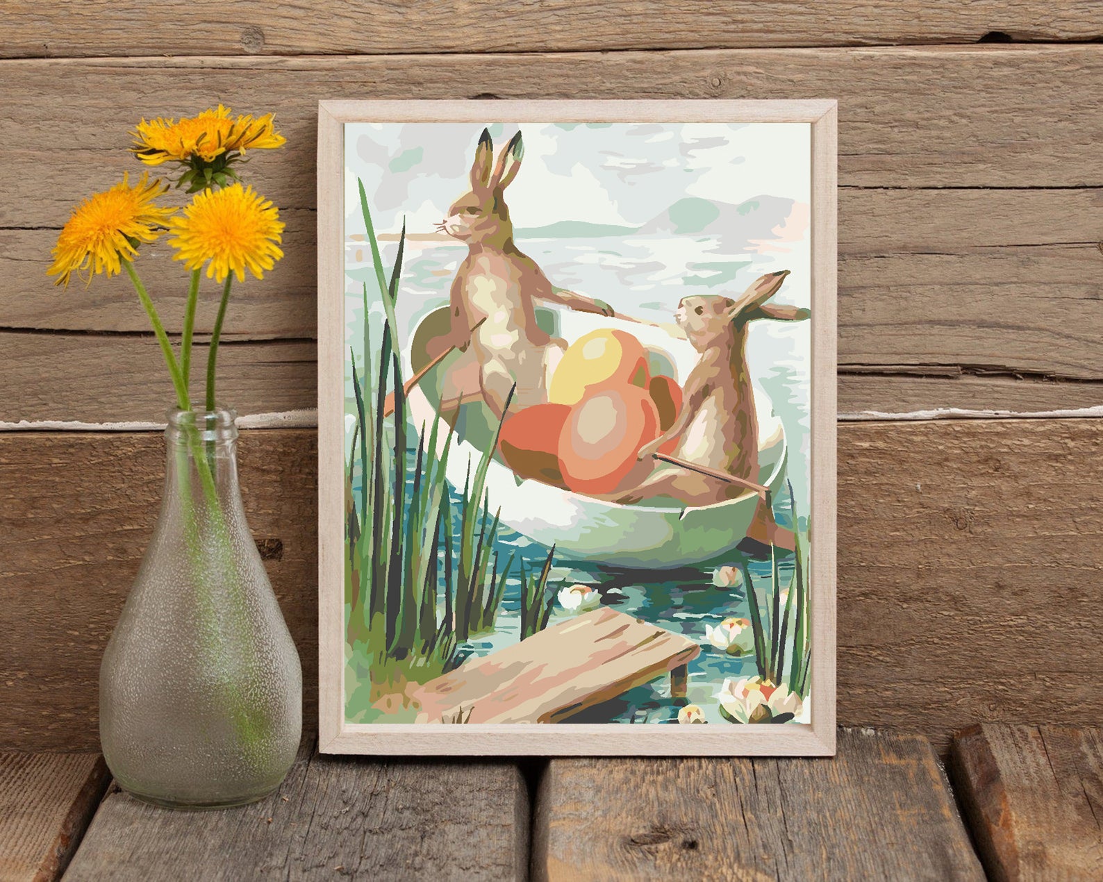 Malen nach Zahlen - Hase auf einem Boot 4277