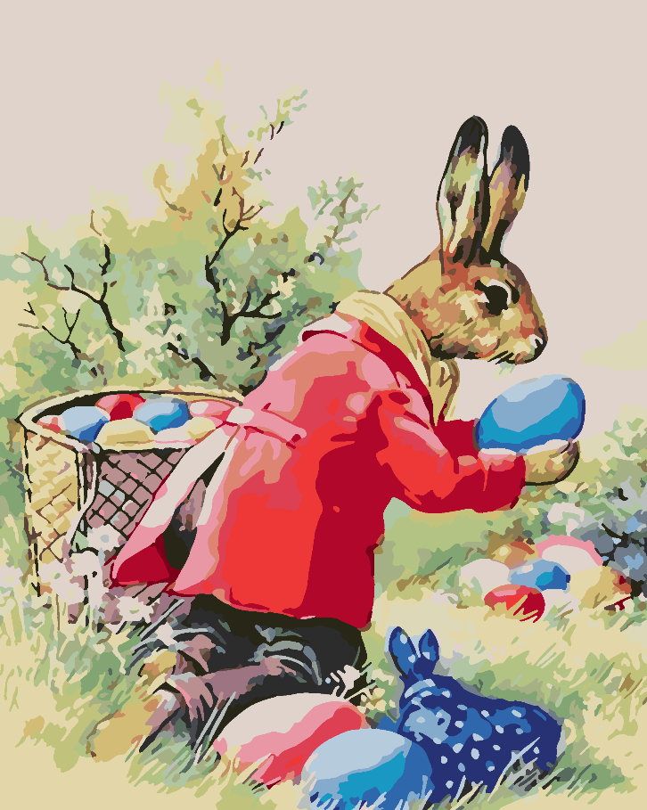 Malen nach Zahlen - Hase mit Ostereiern 4278