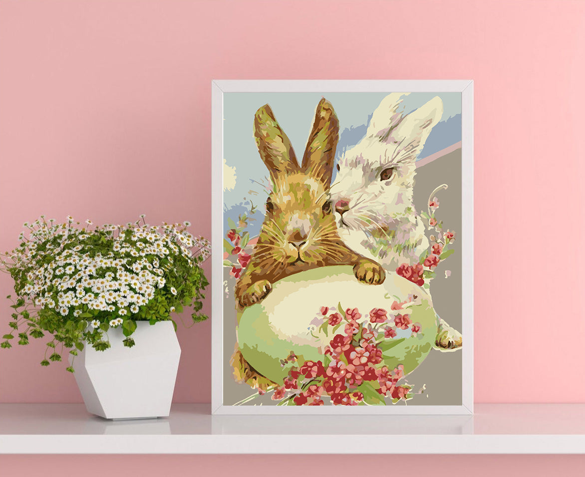 Malen nach Zahlen - Häschen mit Blumen 4280