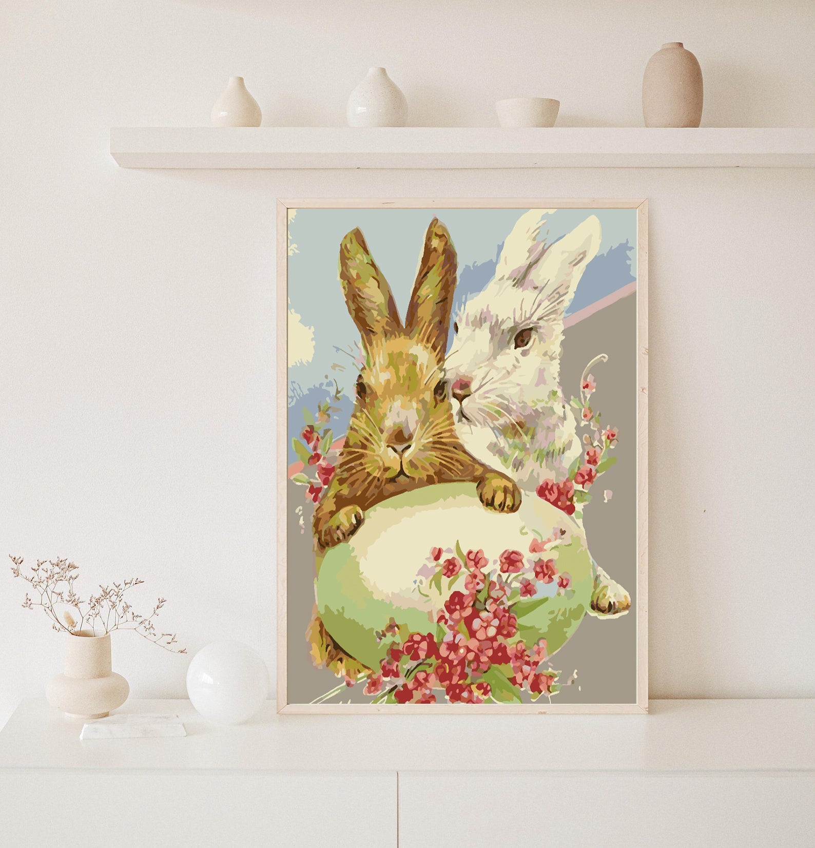 Malen nach Zahlen - Häschen mit Blumen 4280