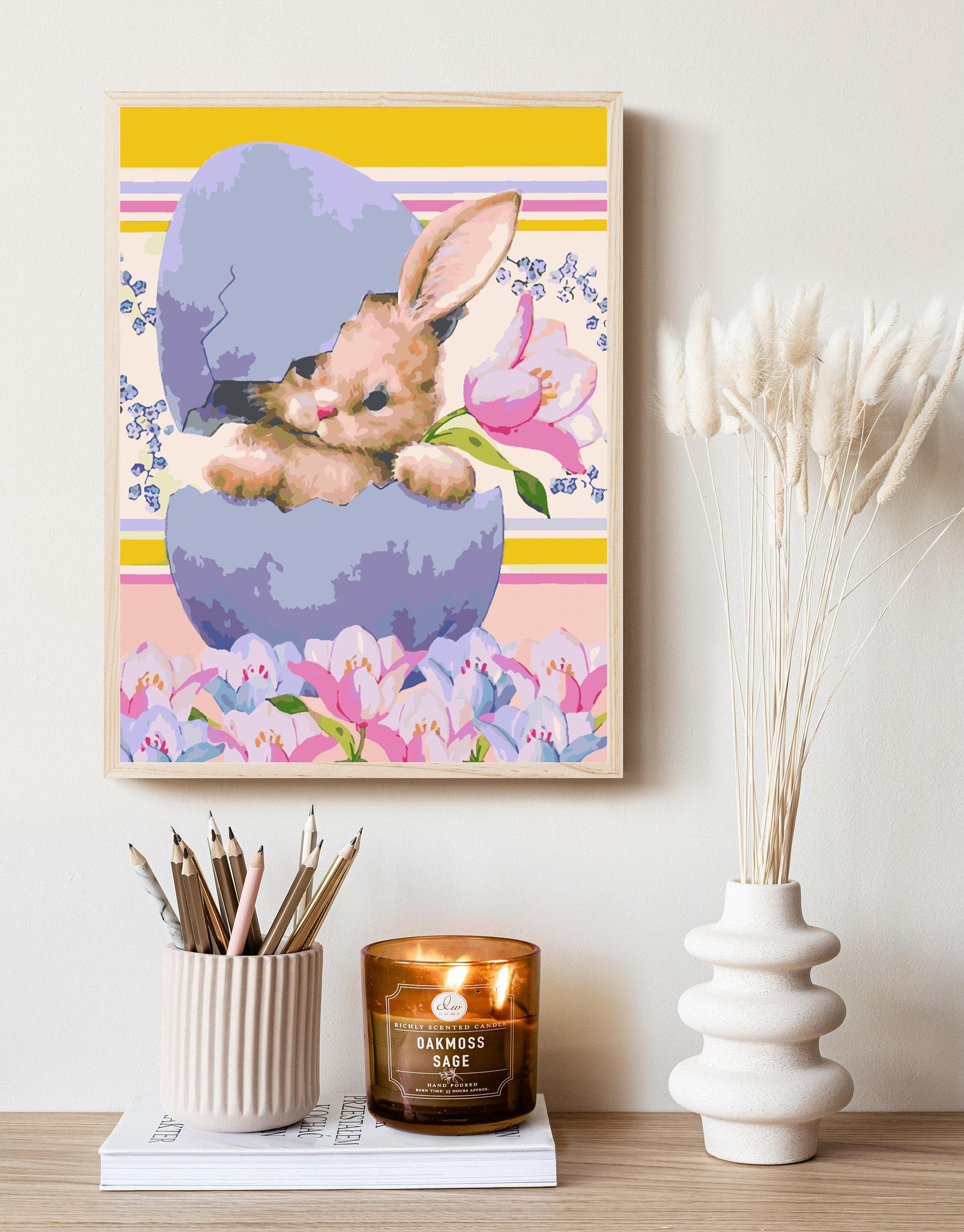 Malen nach Zahlen - Hase mit Blumen 4284