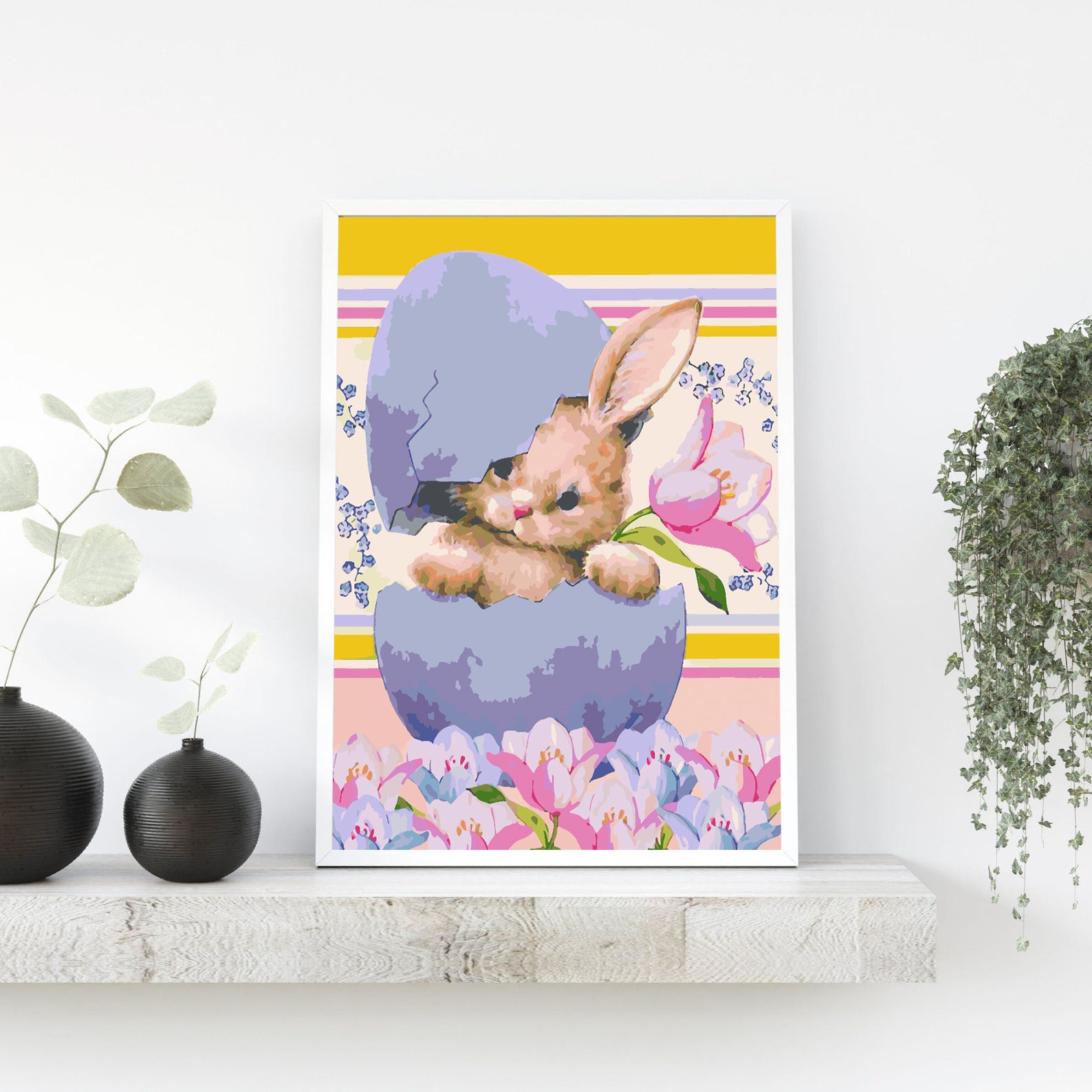 Malen nach Zahlen - Hase mit Blumen 4284