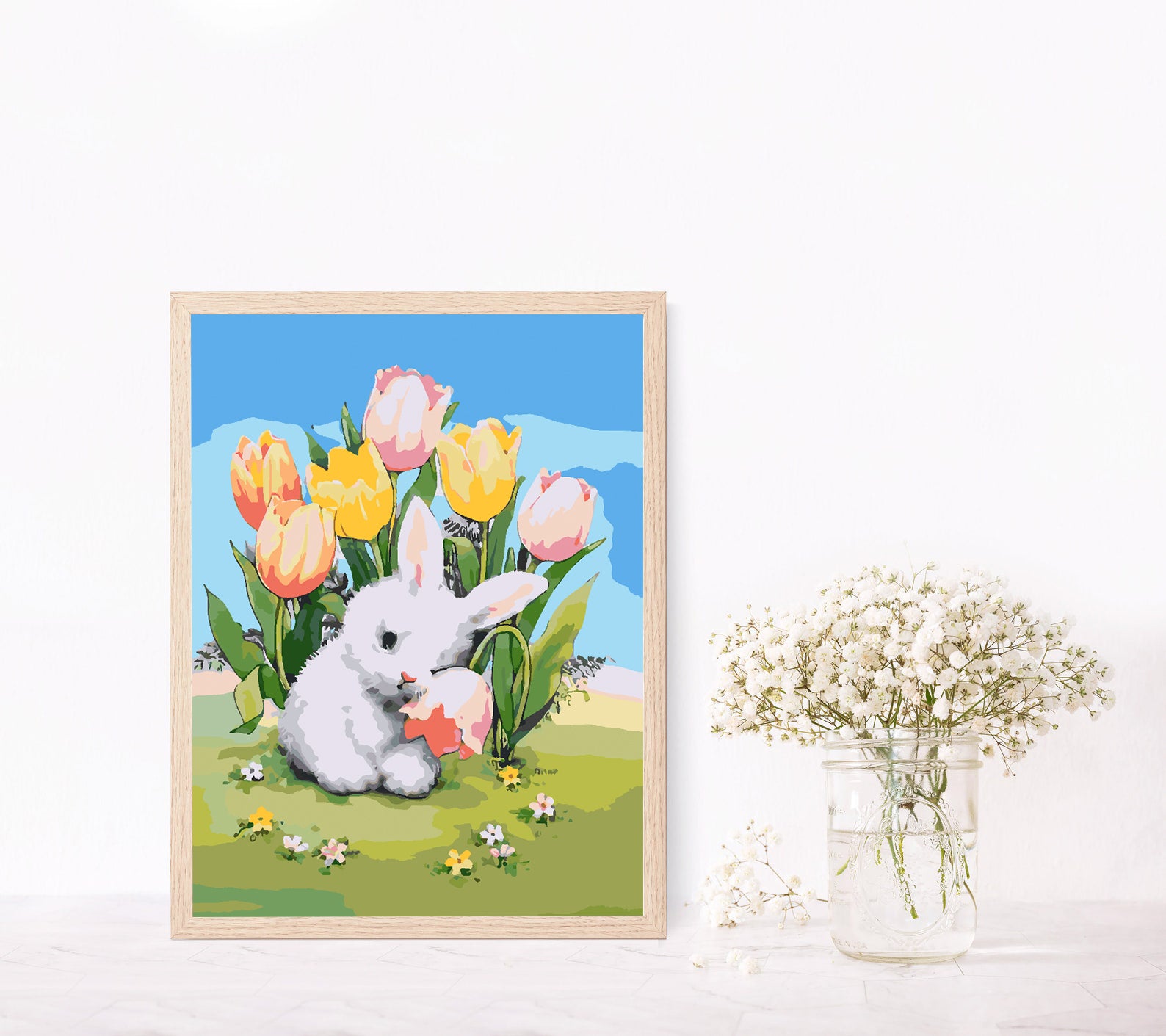 Malen nach Zahlen - Hase mit Blumen 4286