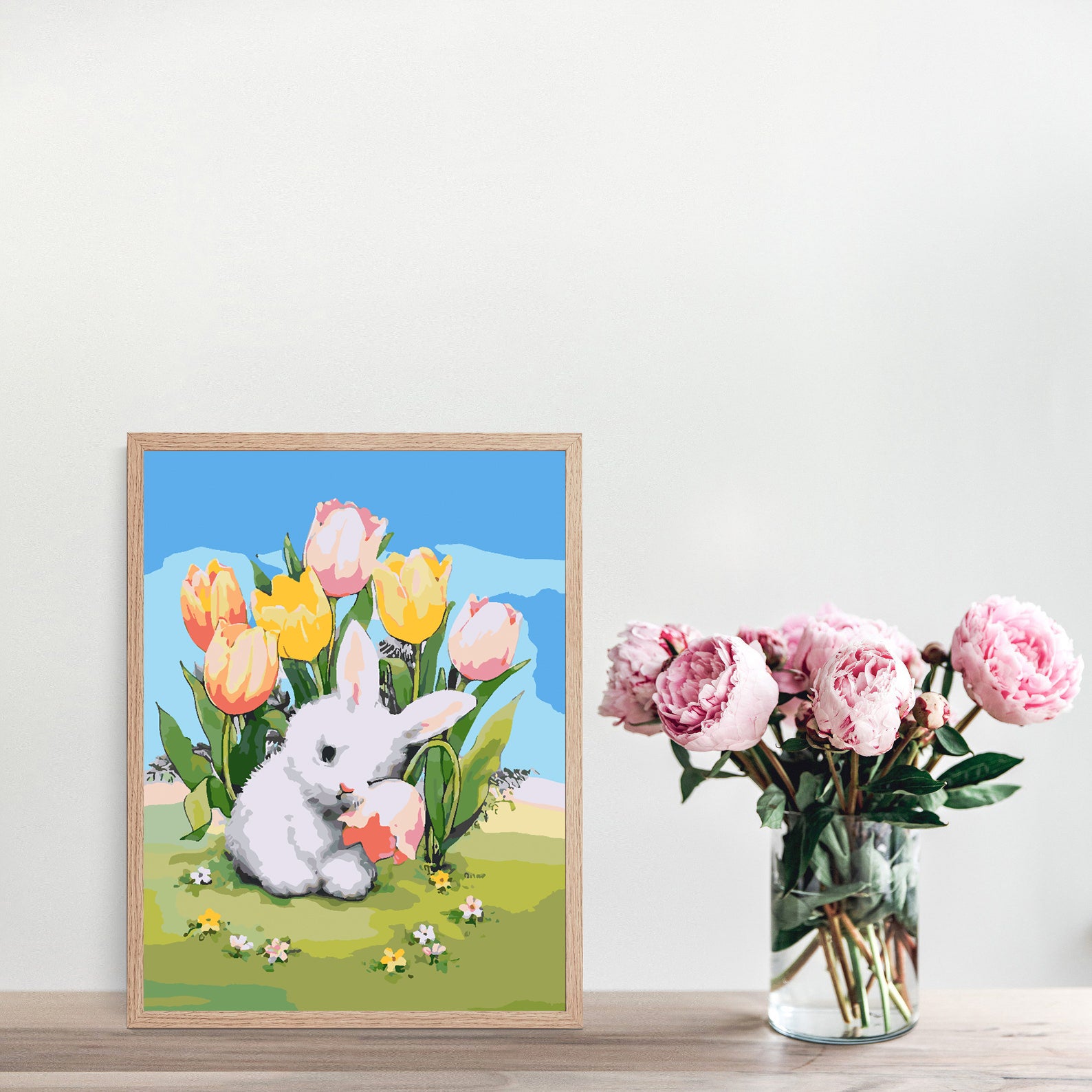 Malen nach Zahlen - Hase mit Blumen 4286