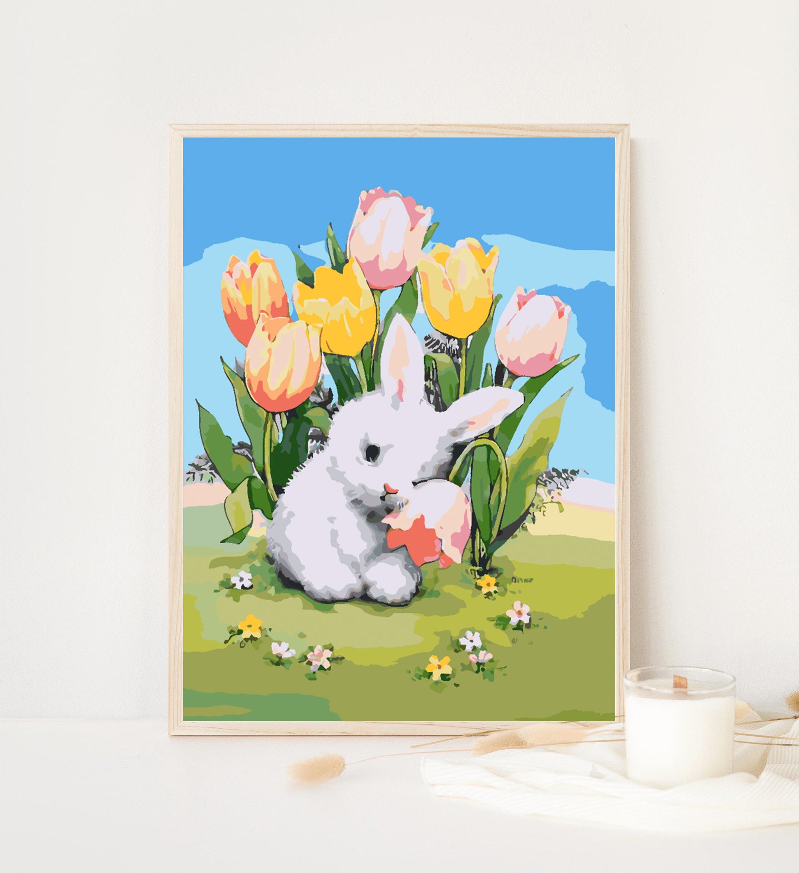 Malen nach Zahlen - Hase mit Blumen 4286