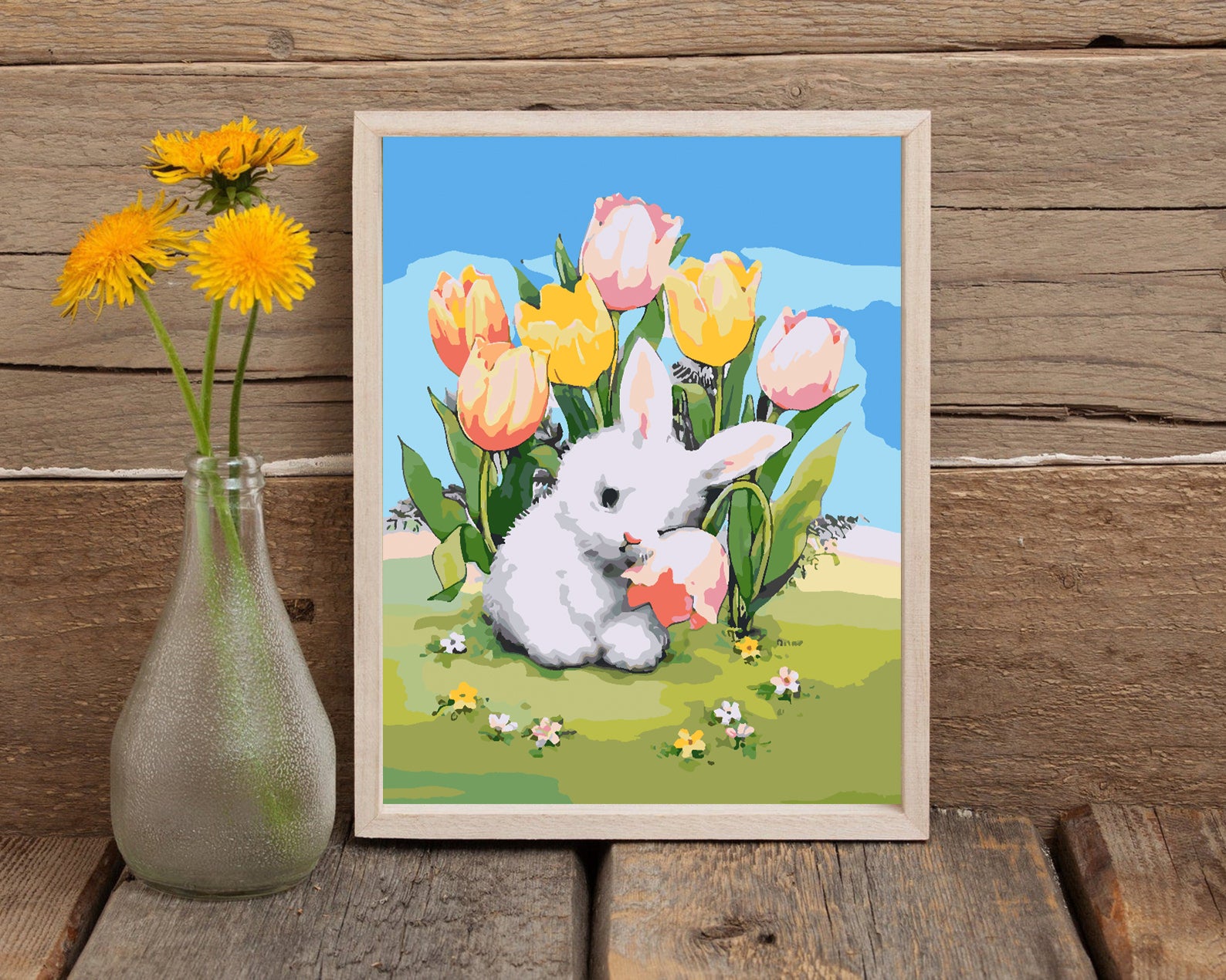 Malen nach Zahlen - Hase mit Blumen 4286