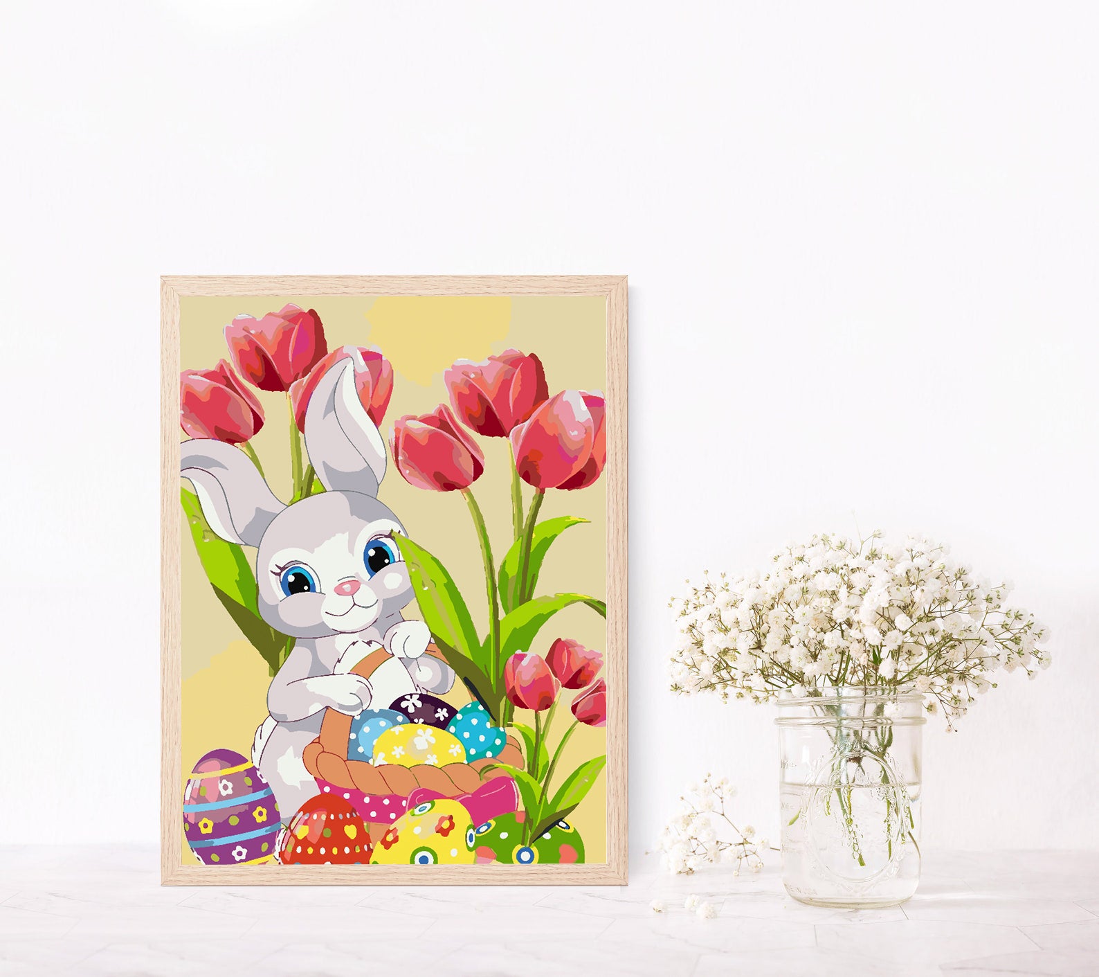 Malen nach Zahlen - Hase mit Blumen 4287