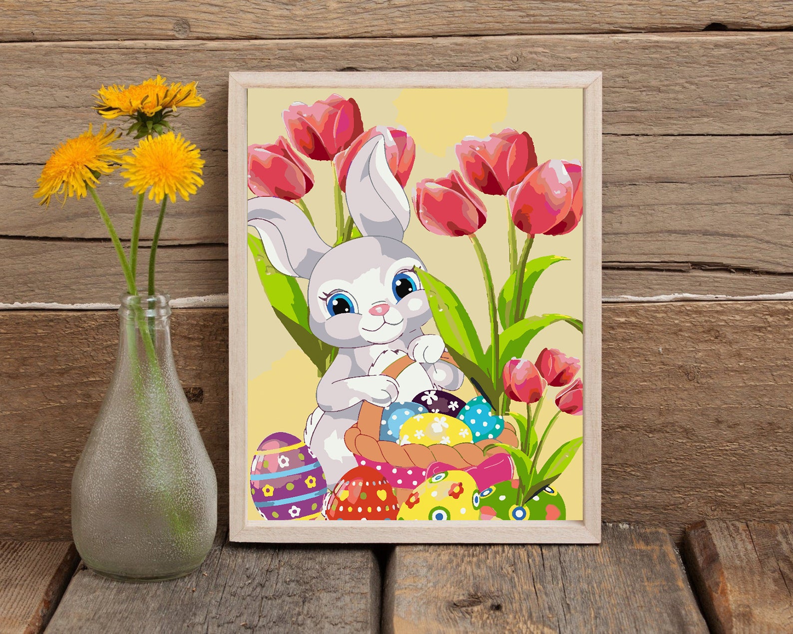 Malen nach Zahlen - Hase mit Blumen 4287