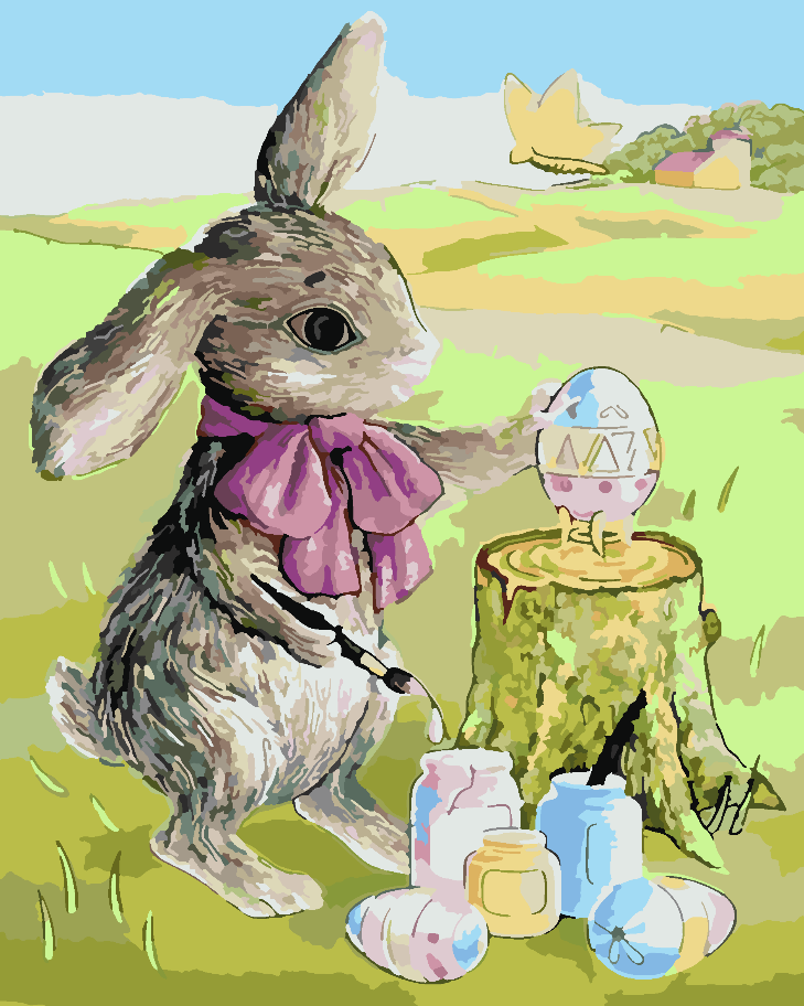 Malen nach Zahlen - Hase mit Ostereiern 4288