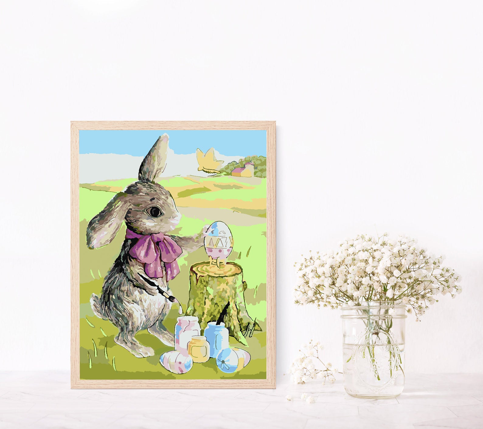 Pictura pe numere - Iepuraș cu Ouă de Paște 4288