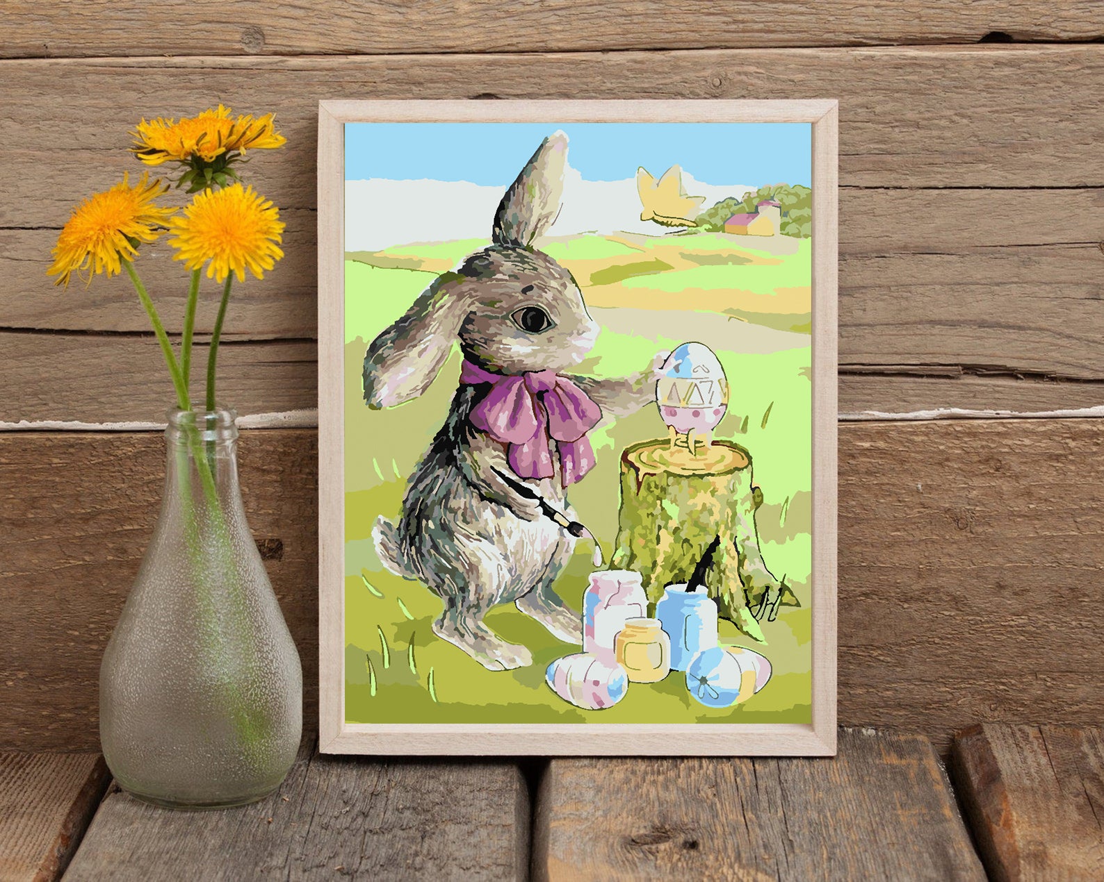 Pictura pe numere - Iepuraș cu Ouă de Paște 4288