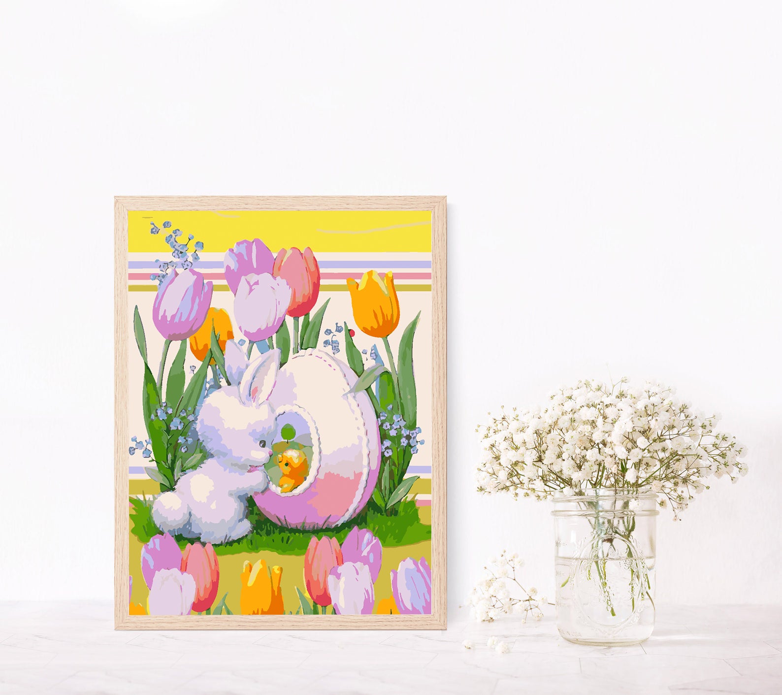 Malen nach Zahlen - Hase mit Blumen 4289