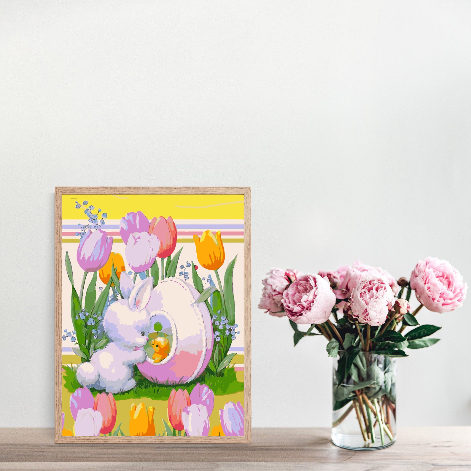 Malen nach Zahlen - Hase mit Blumen 4289